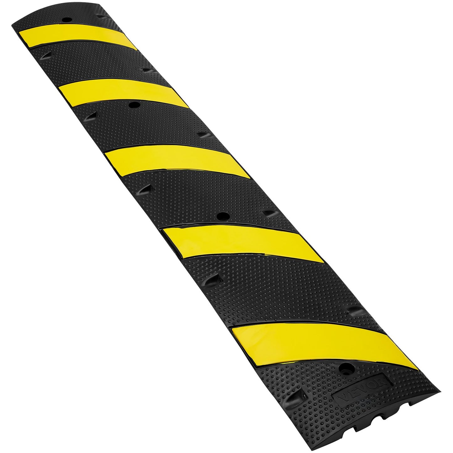 2PCs Rubber Speed Hump 183 x 30 x 4.5 cm, 2 Channel, 100000 kg Capacity Heavy Duty Traffic Speed Bump, with High Reflective Yellow Strip 8 Expansion Screws and 1 Drill, for Asphalt Concrete Gravel Roads