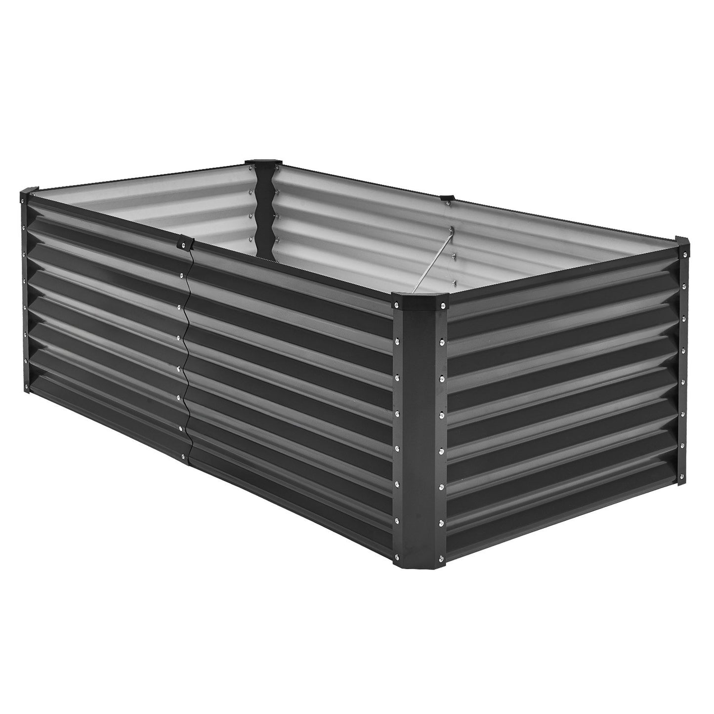 Metal Raised Garden Bed, 6 x 3 x 2 ft Outdoor Galvanized Planter Box, with Open Bottom, Large Planter Raised Bed for Gardening Vegetables, Flowers, Herbs, and Succulent Plants, Dark Gray