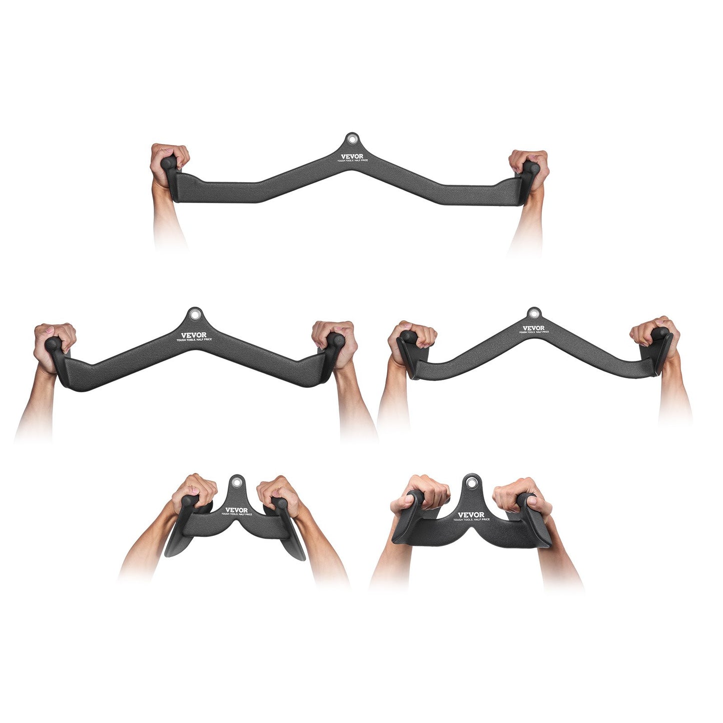 LAT Pulldown-tillbehör, kabelmaskin, rodd, T-stång, V-stång, 5-set, triceps-pulldown-stång, gummibelagt handtag för ryggstyrketräning, bicepscurl, triceps-lats-pulldown-stång för hemmagym, fitness