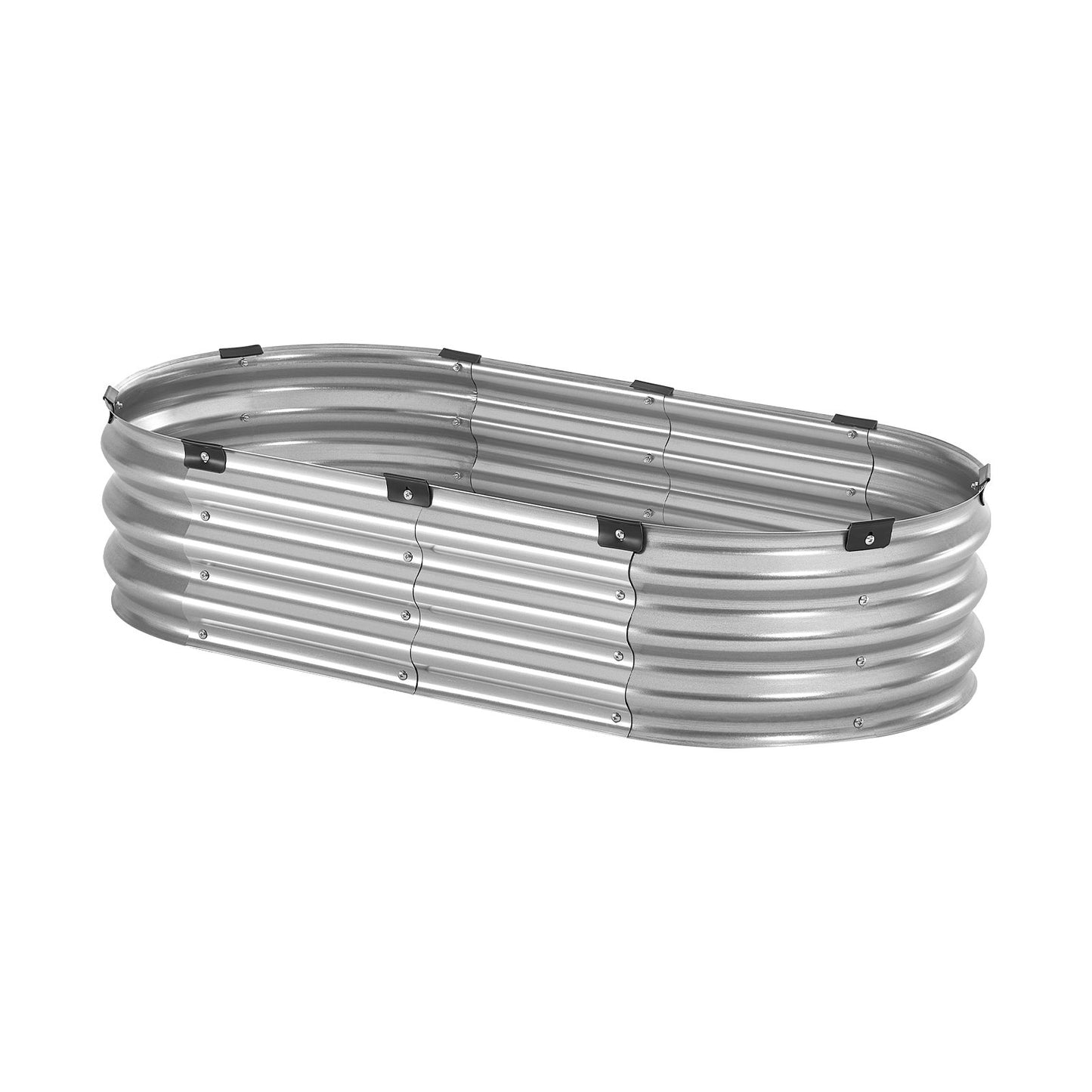 Metal Raised Garden Bed, 4 x 2 x 1 ft Outdoor Galvanized Planter Box, with Open Bottom, Large Oval Planter Raised Bed for Gardening Vegetables, Flowers, Herbs, and Succulent Plants, Silver