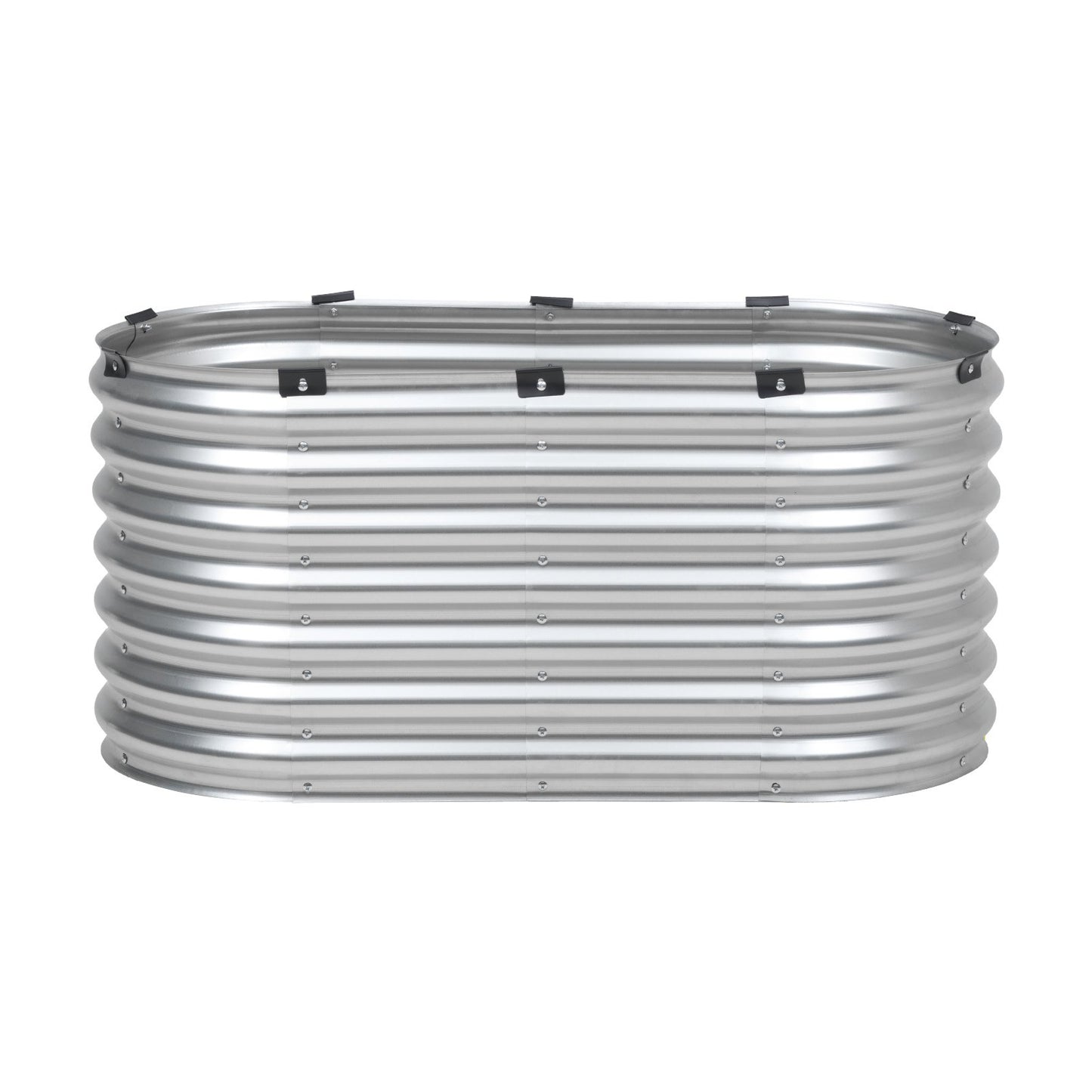 Metal Raised Garden Bed, 4 x 2 x 2 ft Outdoor Galvanized Planter Box, with Open Bottom, Large Oval Planter Raised Bed for Gardening Vegetables, Flowers, Herbs, and Succulent Plants, Silver