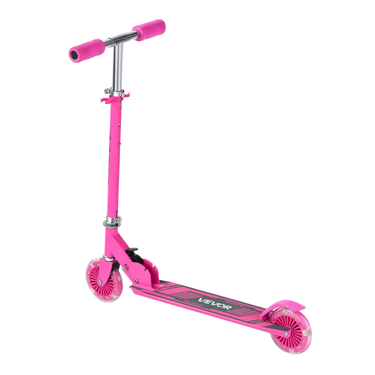 Kick Scooter for Kids Ages 3+, 2-Wheel Toddler Scooter with Light-Up Wheels, Adjustable Height Handlebar, Wide Anti-Slip Deck, Foldable Lightweight Frame for Boys and Girls up to 49.9 kg, Pink