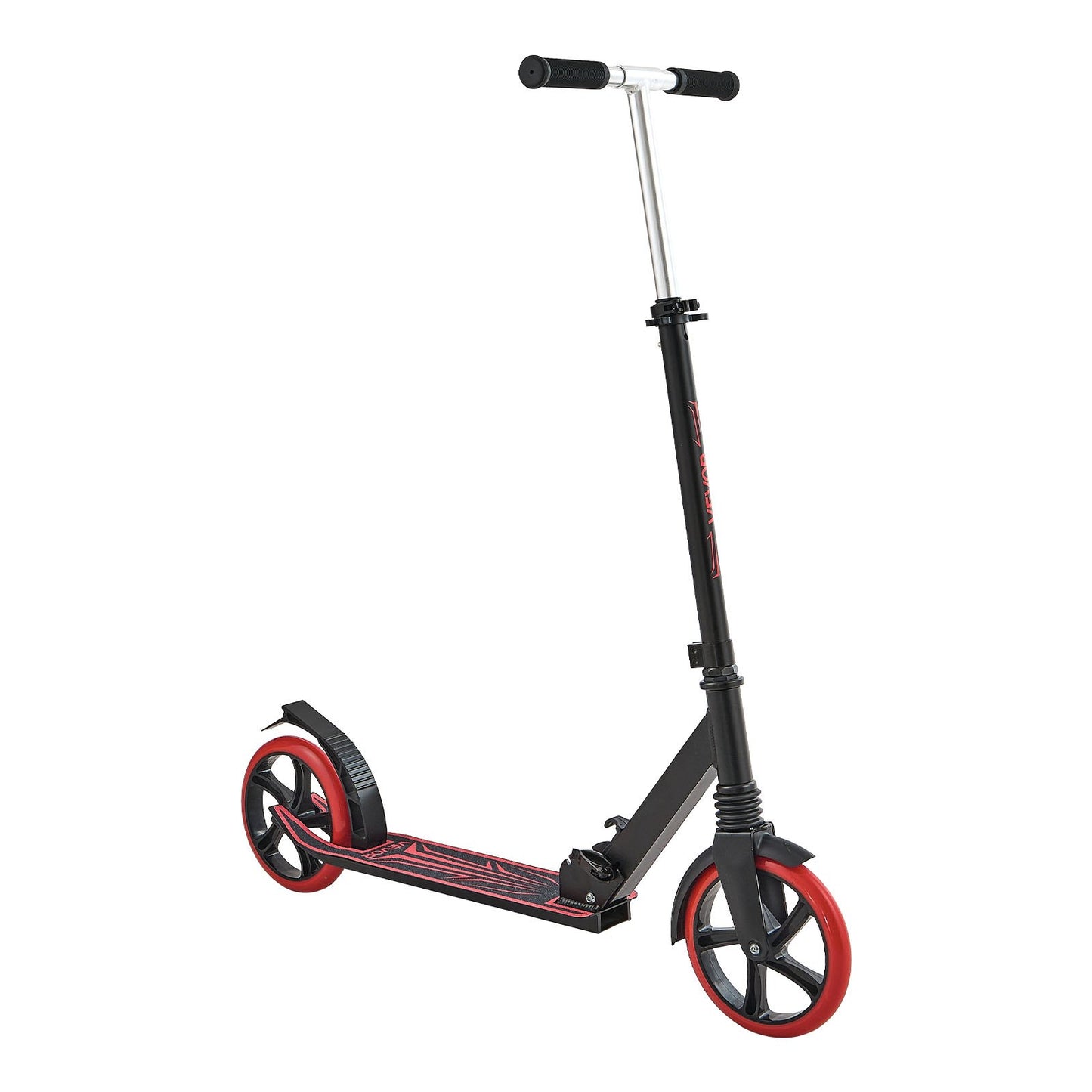 Kick Scooter for Kids Ages 8+, Teens & Adults, 2-Wheel Toddler Scooter with Adjustable Height Handlebar, Wide Anti-Slip Deck, Foldable Lightweight for Boys & Girls up to 99.8 kg, Black + Red