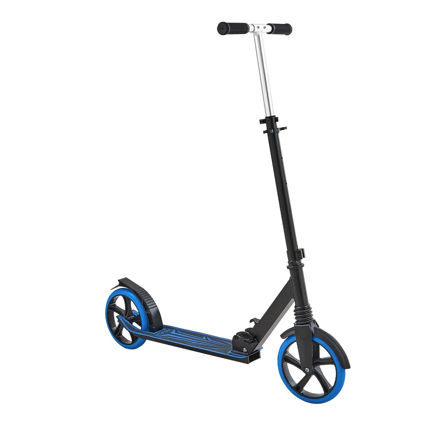 Sparkcykel för barn från 8 år, tonåringar och vuxna, 2-hjulig sparkcykel för småbarn med justerbart styre, brett halkfritt däck, hopfällbar lättviktsram för pojkar och flickor upp till 99,8 kg, blå