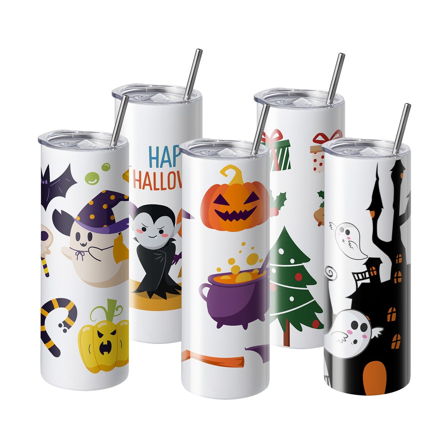 50 Pack Straight Sublimation Tumblers, 20 oz/567 g Blank Tumbler Bulk, Stainless Steel Double Wall Tumbler Cups with Straw, Lid, Brush, Base, Shrink Wrap, Gift Box, for Heat Press and Heat Transfer