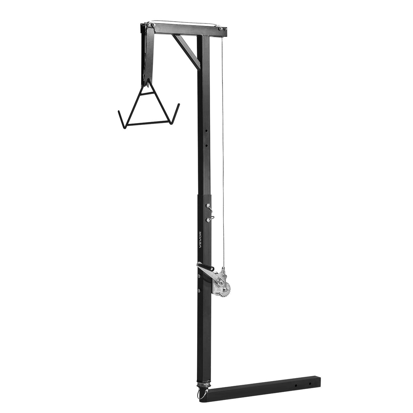 Dragkrok för jakthjort, lastkapacitet 136 kg, jakthjortlyft med 5 cm mottagare, 360 graders svängbar axel och justerbar höjd, inklusive gambrelvinsch för flåing och rengöring av vilt