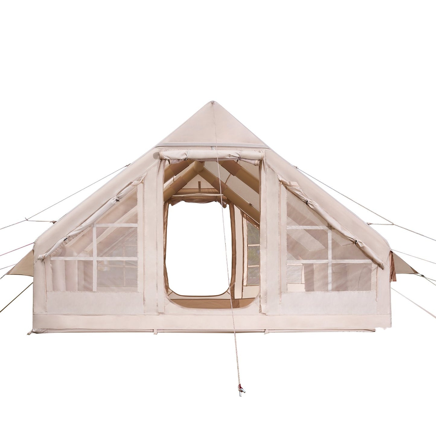 Inflatable Tents for Camping, 5-8 Person Easy Setup Blow up Tent with Hand Pump, 300D Oxford Glamping Tent with Stove Jack 2 Doors & 4 Mesh Windows, Storage Bag Included for Easy Taking