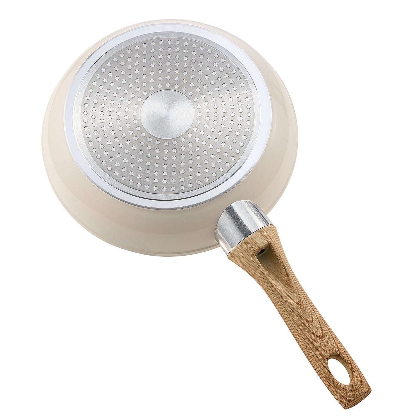 Frying Pan Skillet, Aluminum Egg Fry Pans, 3 Pcs (200, 240, 280 mm), Nonsitck Ceramic Heavy-Duty Skillets with Heat-Resistant Handle, Chef's Kitchen Cookware for Gas, Electric, Induction, Beige