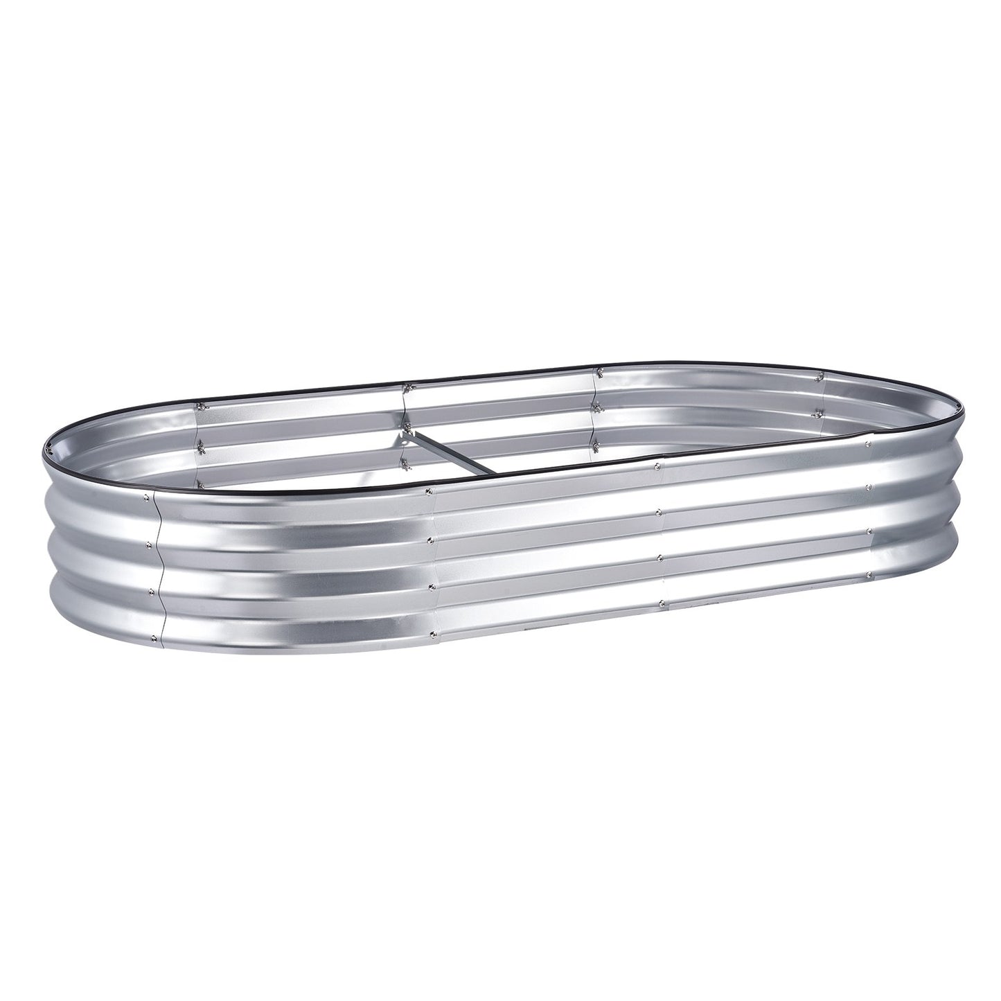 Upphöjd trädgårdsbädd, 71,9 x 36,4 x 11 tum galvaniserad metallplanteringslåda, utomhusplanteringslådor med öppen bas, för odling av blommor/grönsaker/örter i trädgården/uteplatsen/balkongen, silver