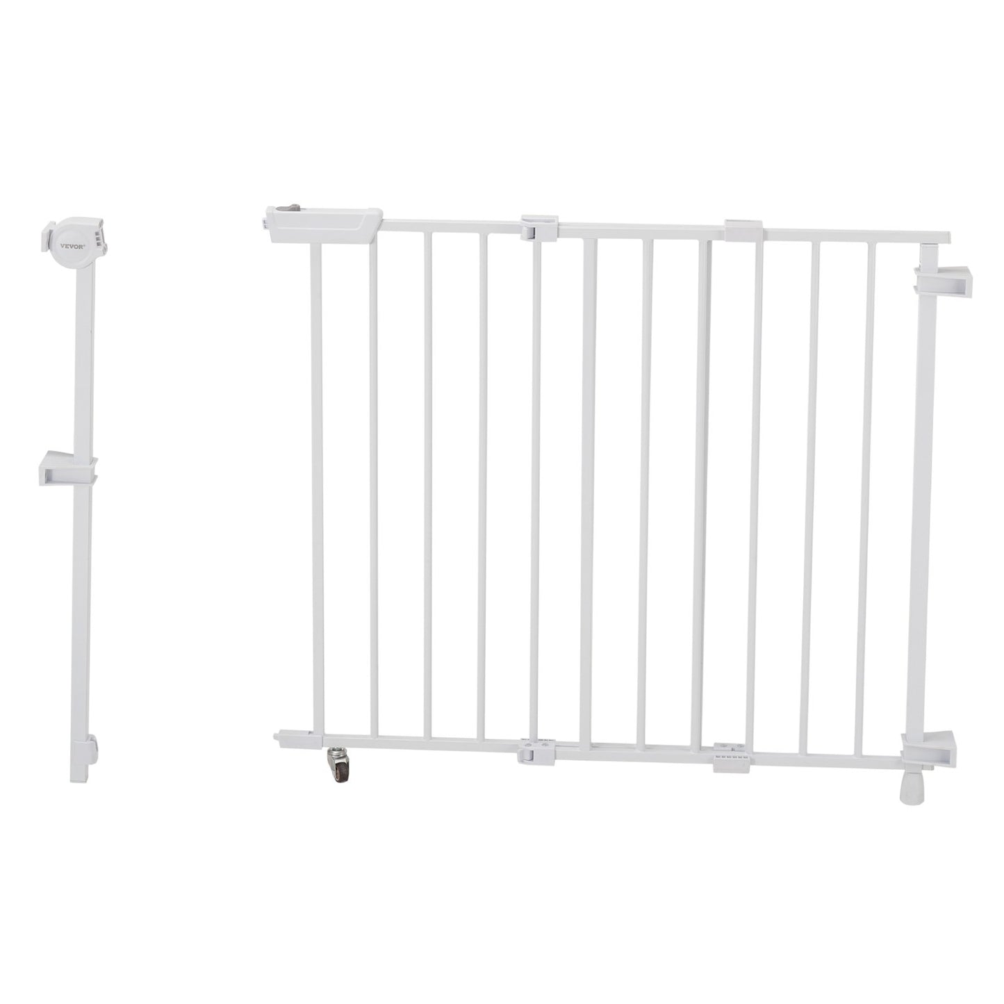 Baby Gate, 29.5-43 Inches Adjustable Width, 28 Inches High Dog Gate, No Threshold Bar, Easy Step Walk Thru, for Child Pet Security, with Screws, One-Hand Open, for Stairs and Doorways, White