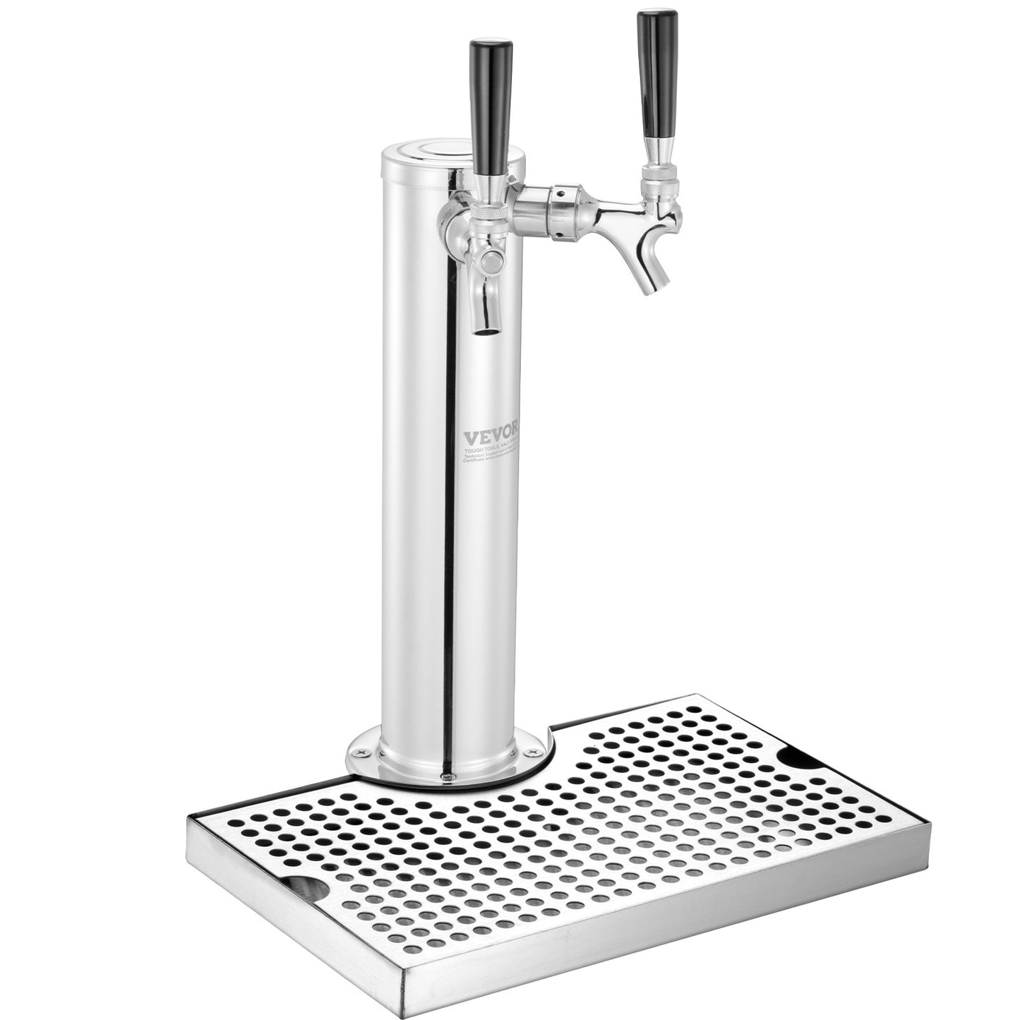 Kegerator Tower Kit, ölkonverteringskit med dubbla kranar, öltornsdispenser i rostfritt stål med dubbel mätare, W21.8-regulator och S-System-fatkoppling, droppbricka för öl för fester och hem.