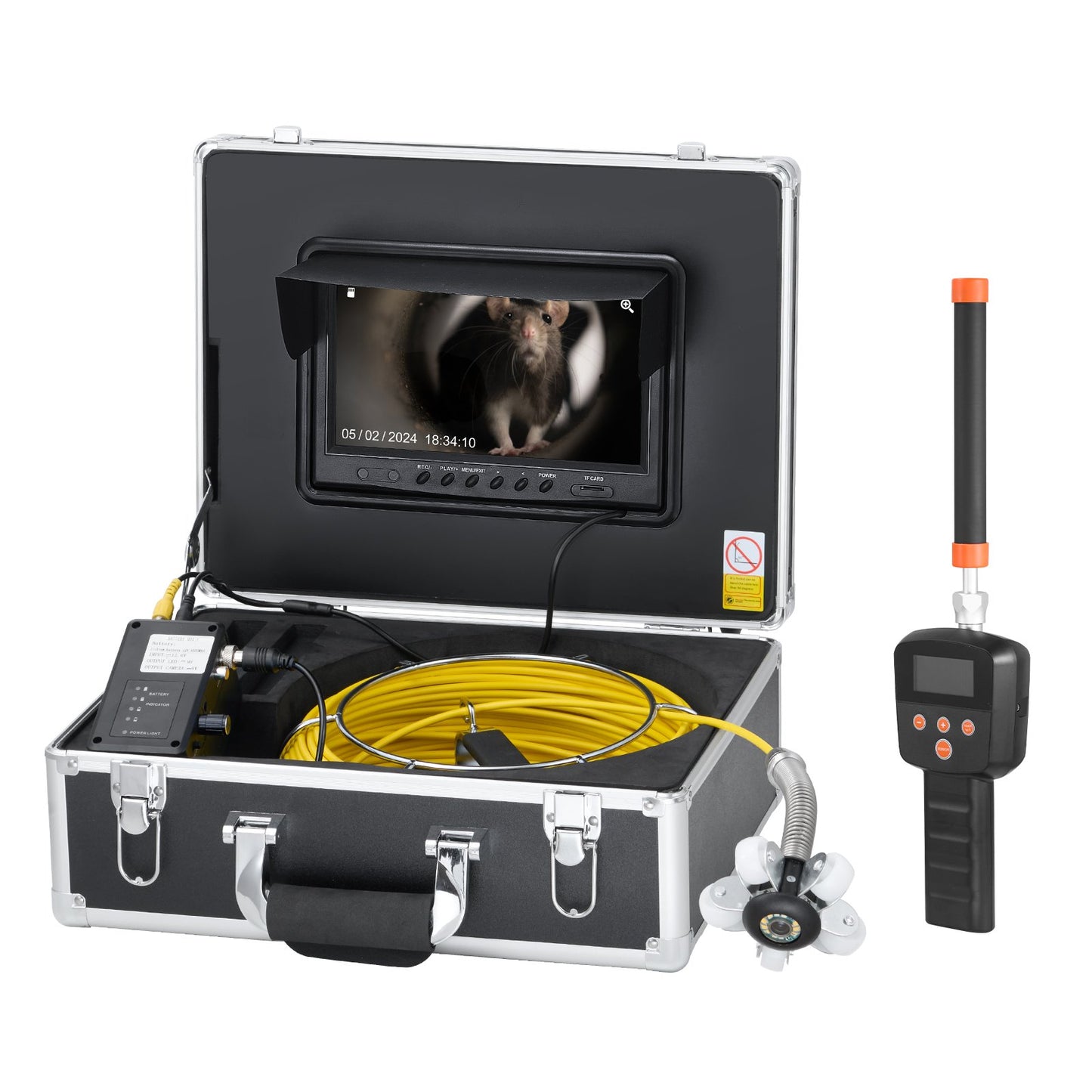 Sewer Camera with 512Hz Locator, 165 ft/50 m, 9" Drain Inspection Camera with Self-Leveling, 36X Zoom, Plumbing Camera with Lights-12 LED, 32GB Card, IP68 Waterproof Snake Camera for Duct Pipe