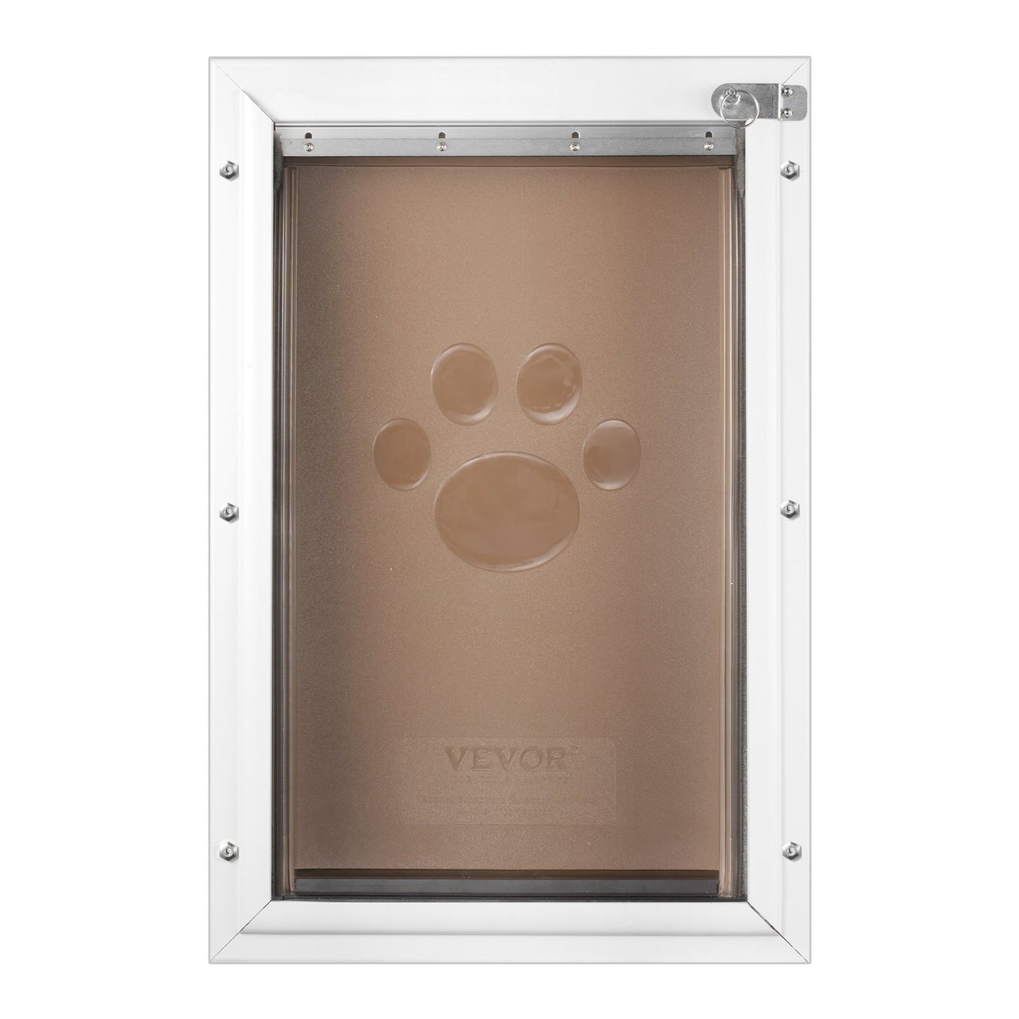 Pet Door, 11.3" x 16.02" Aluminum Frame with Lock and Flap System, Weatherproof Doggy Door, Easy to Install in Interior or Exterior Doors, Pet Door Suitable for Cat Doggie Kitties (White-M)