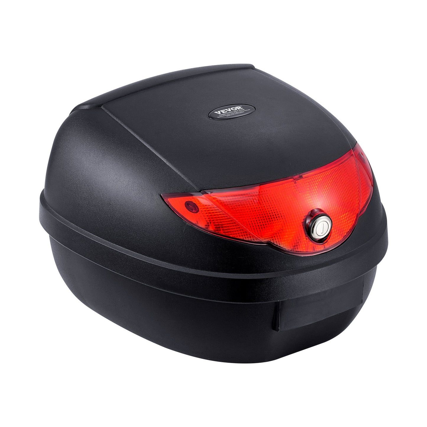 Motorcykeltoppbox, universal, slitstark PP-material, bakbox med reflekterande panel, 24L vattentät, avtagbar toppbox med bas med flera hål, passar 99 % av motorcykelramar