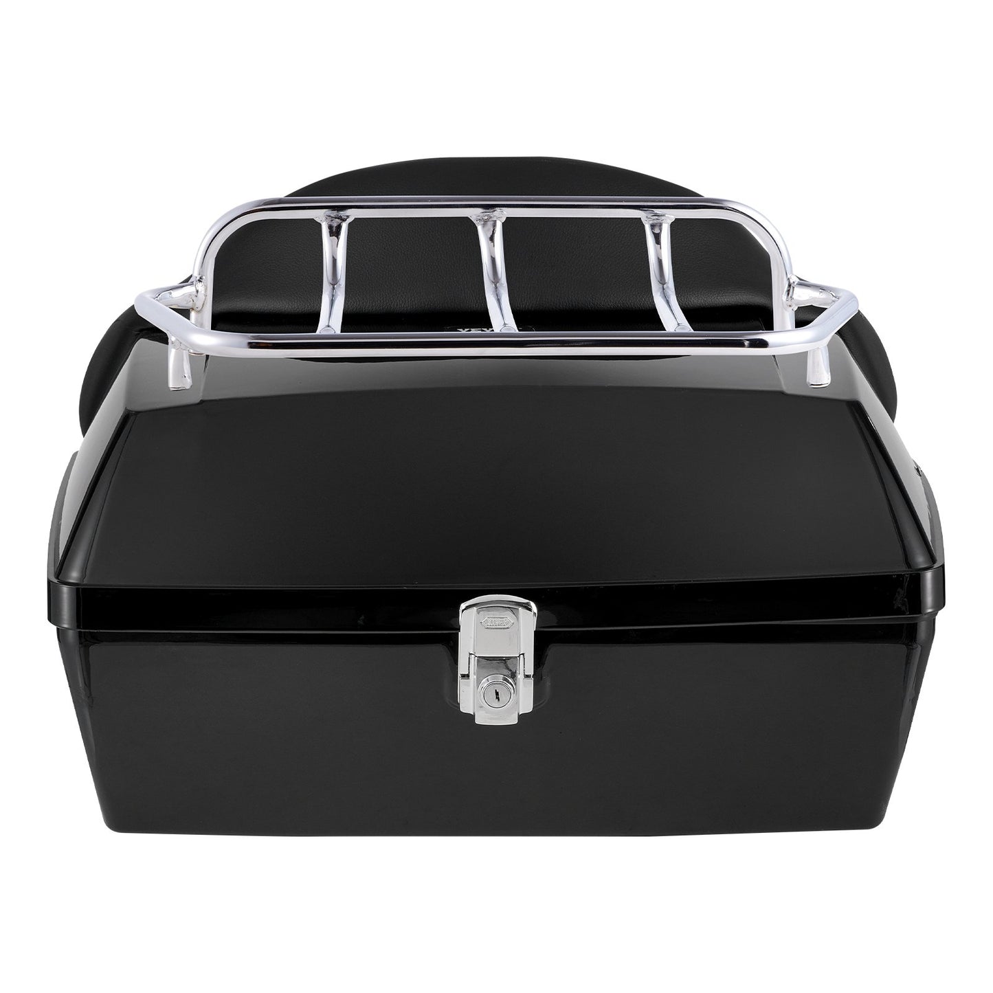 Motorcykeltoppbox, universal, slitstark PP-material, bakbox med reflekterande panel, 48L vattentät, avtagbar toppbox med bas med flera hål, passar 99 % av motorcykelramar