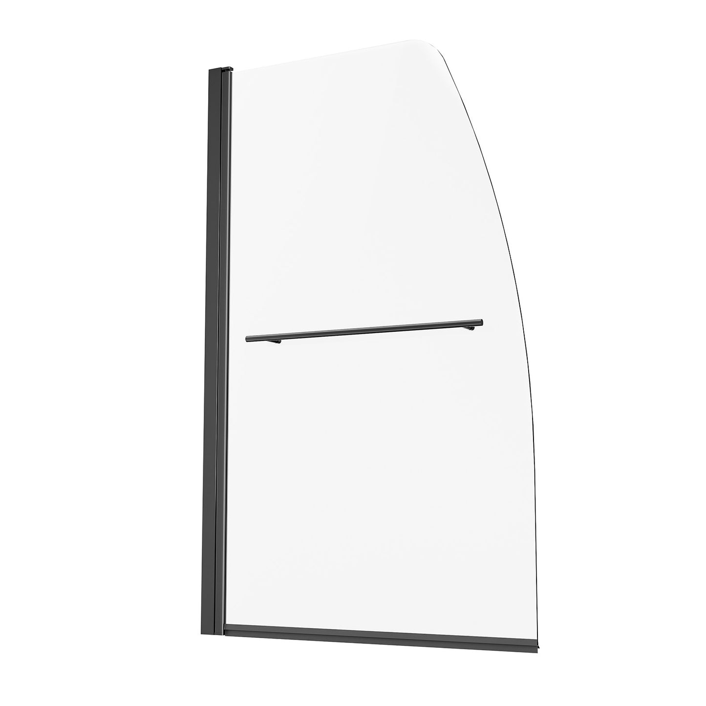 Frameless Bathtub Shower Door, 34 in. W x 55 in. H, Half Shower Door for Bathtub, 180° Rotatable Tempered Glass Door, Half Shower Door with 1/4 in Tempered Glass Bathroom Shower Screen, Black