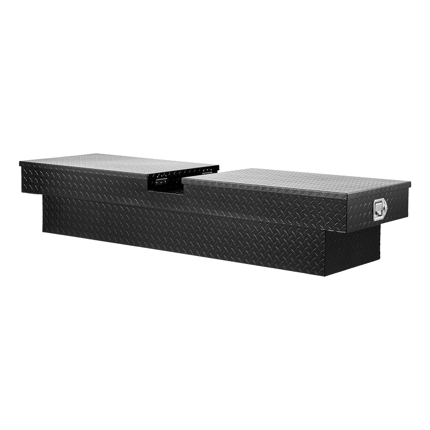 Verktygslåda för Crossover Truck, 70x20x13 tum, Kraftig verktygslåda i aluminium med diamantstruktur, Verktygslåda för pickup-flak, husbilssläpvagn, Vattentät förvaringsorganisatör med lås, nycklar, sidohandtag, svart