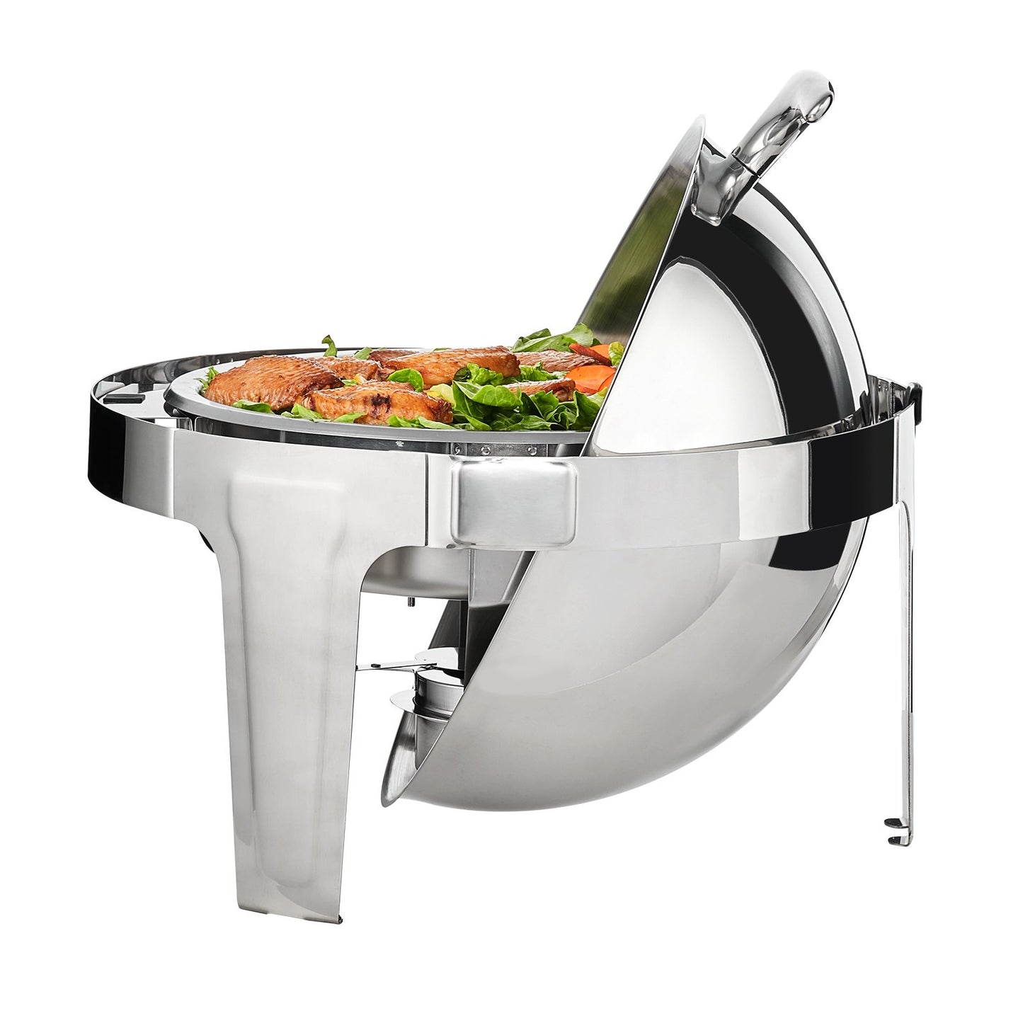 Roll Top Chafing Dish Buffet Set, 6 Qt 2 Pack, Stainless Steel Chafer with 2 Full Size Pans, Round Catering Warmer Server with Lid Water Pan Stand Fuel Holder, for at Least 5 People