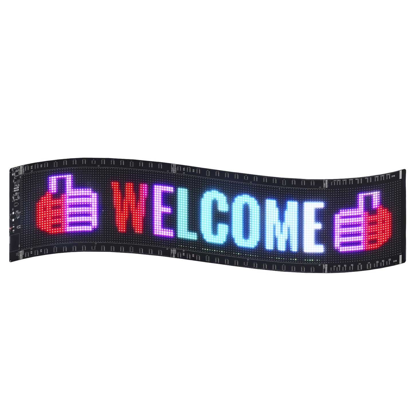 Programmable LED Sign, P5 Full Color LED Scrolling Panel, DIY Custom Text Animation Pattern Display Board, Bluetooth APP Control Message Shop Sign for Store Business Car Advertising, 83.5x20cm