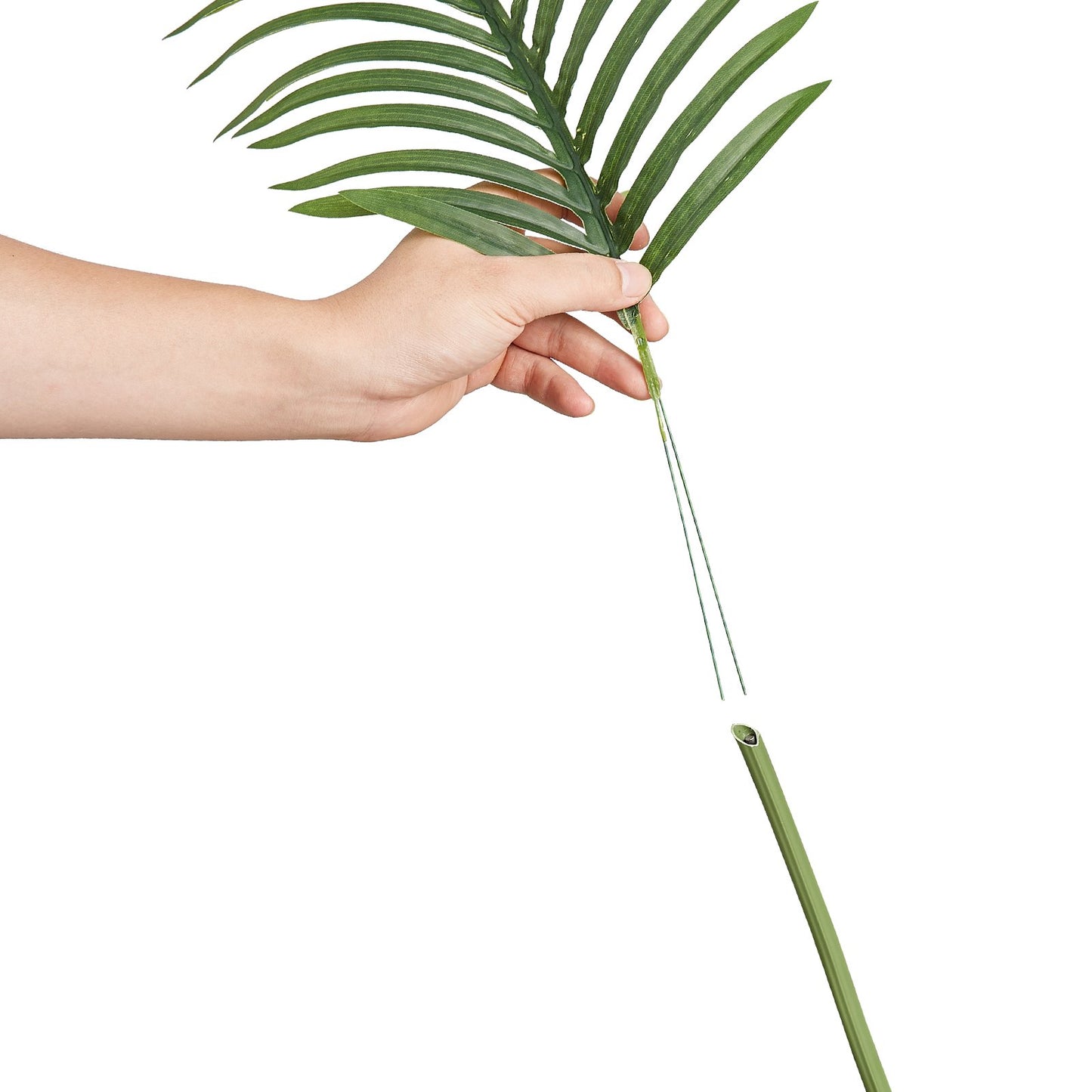 Artificial Gold Cane Palm Tree, 2m Tall Faux Plant, PE Material & Anti-Tip Tilt Protection Low-Maintenance Plant, Lifelike Green Fake Tree for Home Office Warehouse Decor Indoor Outdoor