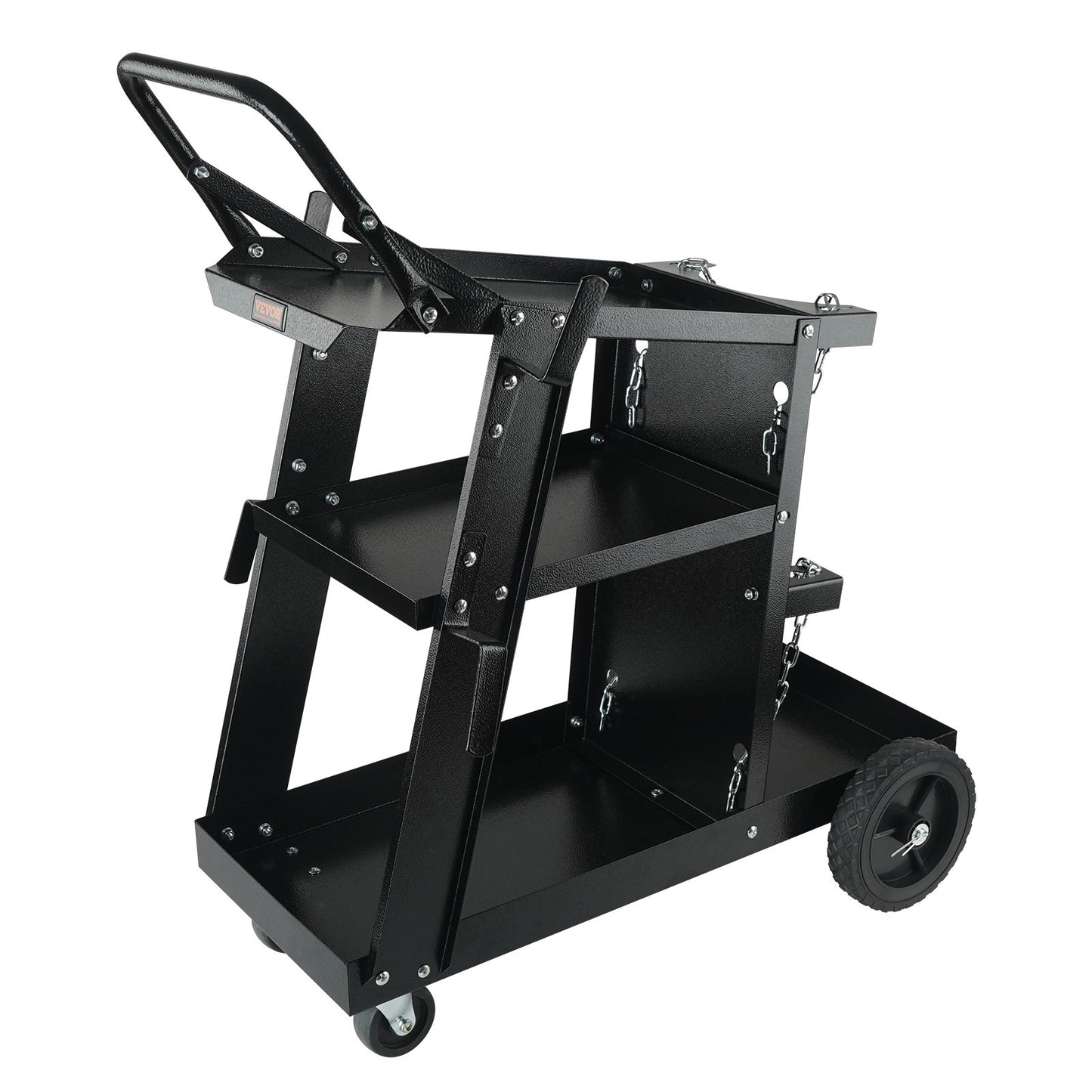 Welding Cart, 3-Tier Heavy Duty Welder Cart with 181.4kg Weight Capacity, 360° Swivel Wheels, Tank Storage Safety Chains, Rolling MIG Welder Cart for TIG, ARC, MMA, Plasma Cutter Welding Machine