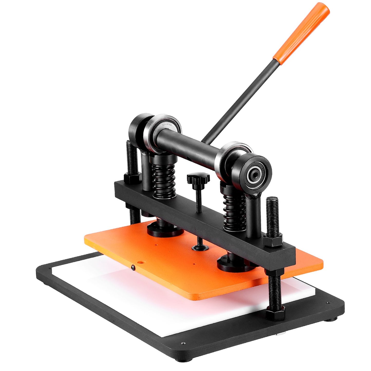 Läderskärmaskin, 36 x 25,9 cm präglingsplatta, manuell stans, 1,2 cm tryckslag, läderpräglingsmaskin med dubbla styraxlar för olika material