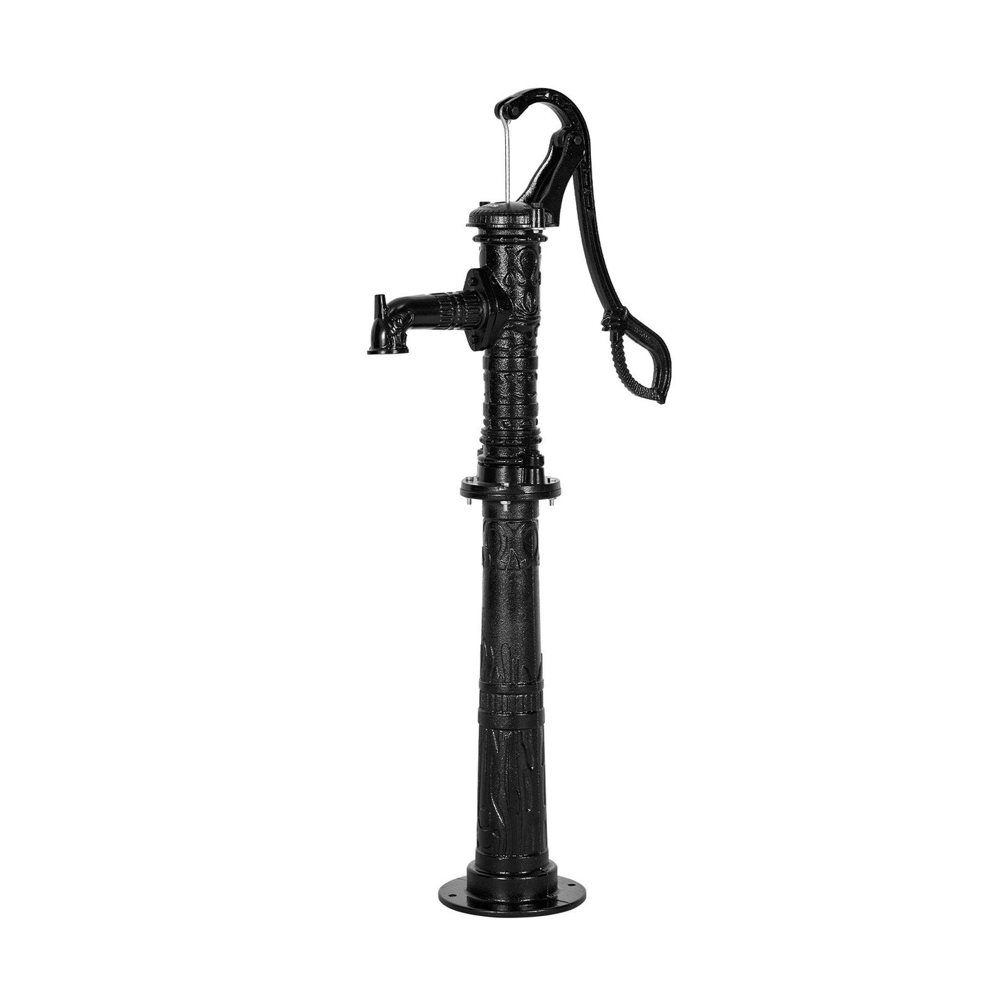 Well Hand Pitcher Pump, 20 ft Max Lift, Antique Cast Iron Manual Hand Water Pump with Heightening Base, NPT 1-1/4 in Connection, Easy Installation, for Outdoor Garden, Pond, Yard, Farm, Black