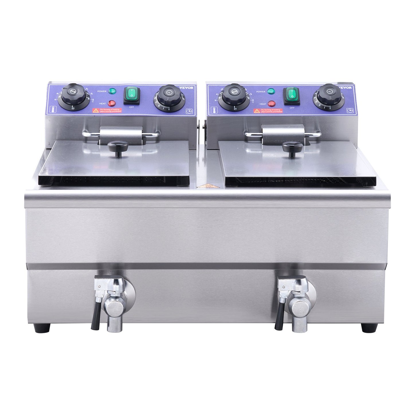 Commercial Electric Deep Fryer Countertop Deep Fryer with Dual Tanks 6000W