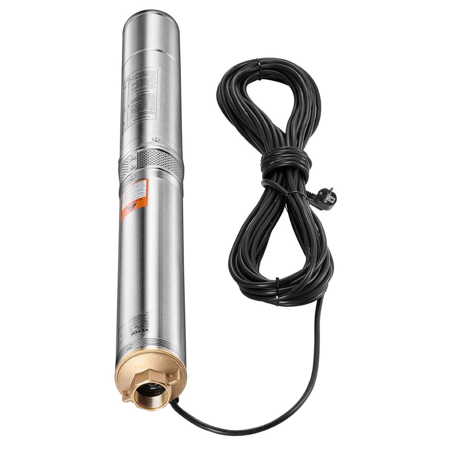 Deep Well Submersible Pump, 750W Output Power, 230V, 100 L/min Flow 75 m(246 ft) Head, with 20 m(65.62 ft) Cord, Stainless Steel Water Pump, for Industrial Irrigation and Home Use, IP68 Waterproof Grade