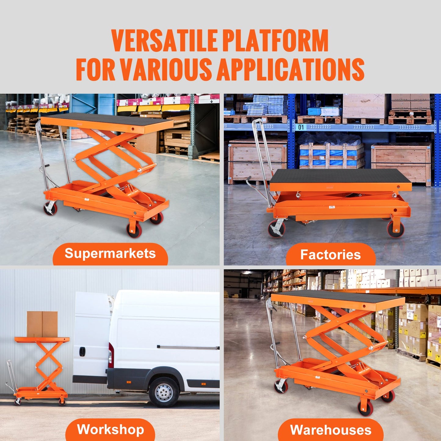 Hydraulic Lift Table Cart, 789.3 kg Capacity 149.9 cm Lifting Height, Manual Double Scissor Lift Table with 4 Wheels and Non-slip Pad, Hydraulic Scissor Cart for Material Handling and Transportation