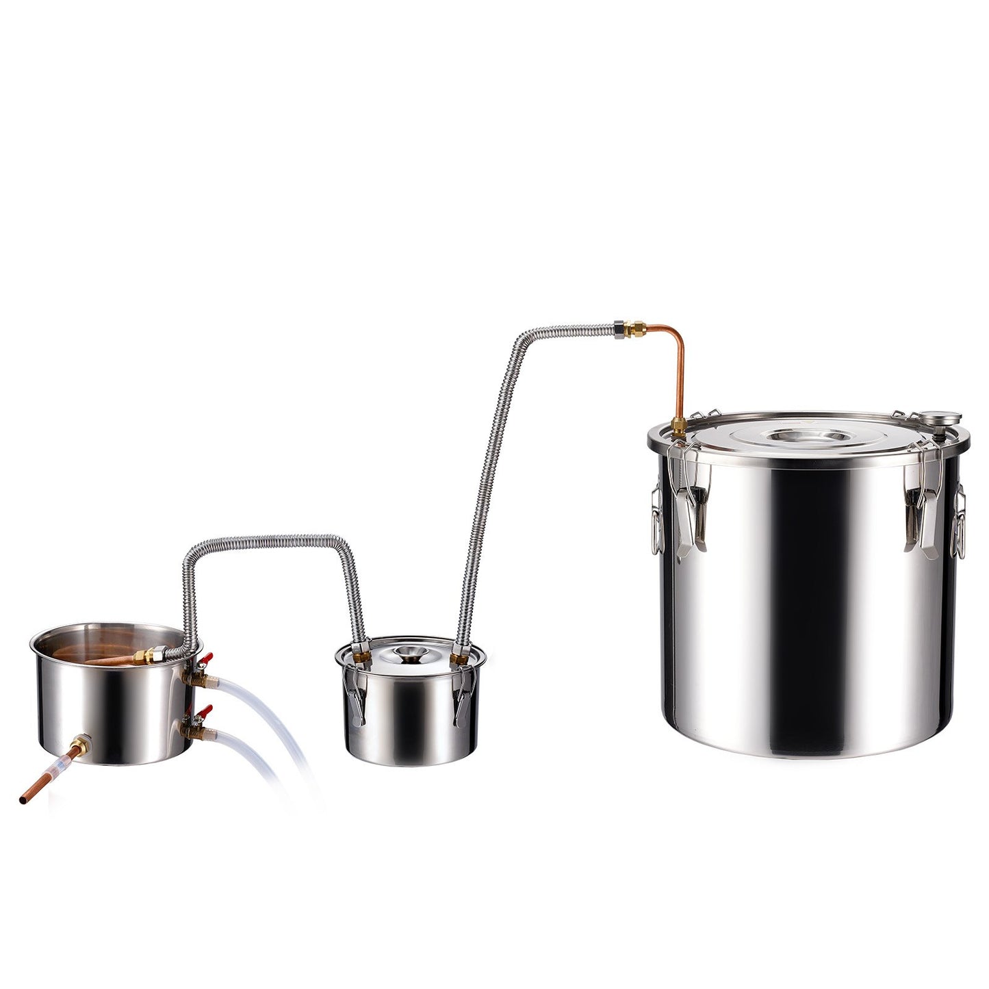Alkoholdestillator, 13,2 gal / 50 l vattenalkoholdestilleri i rostfritt stål med kopparspiral för snabb kylning, dubbelkondensordestillerisats med sekundär destillation, för vin, whisky, brandy, silver