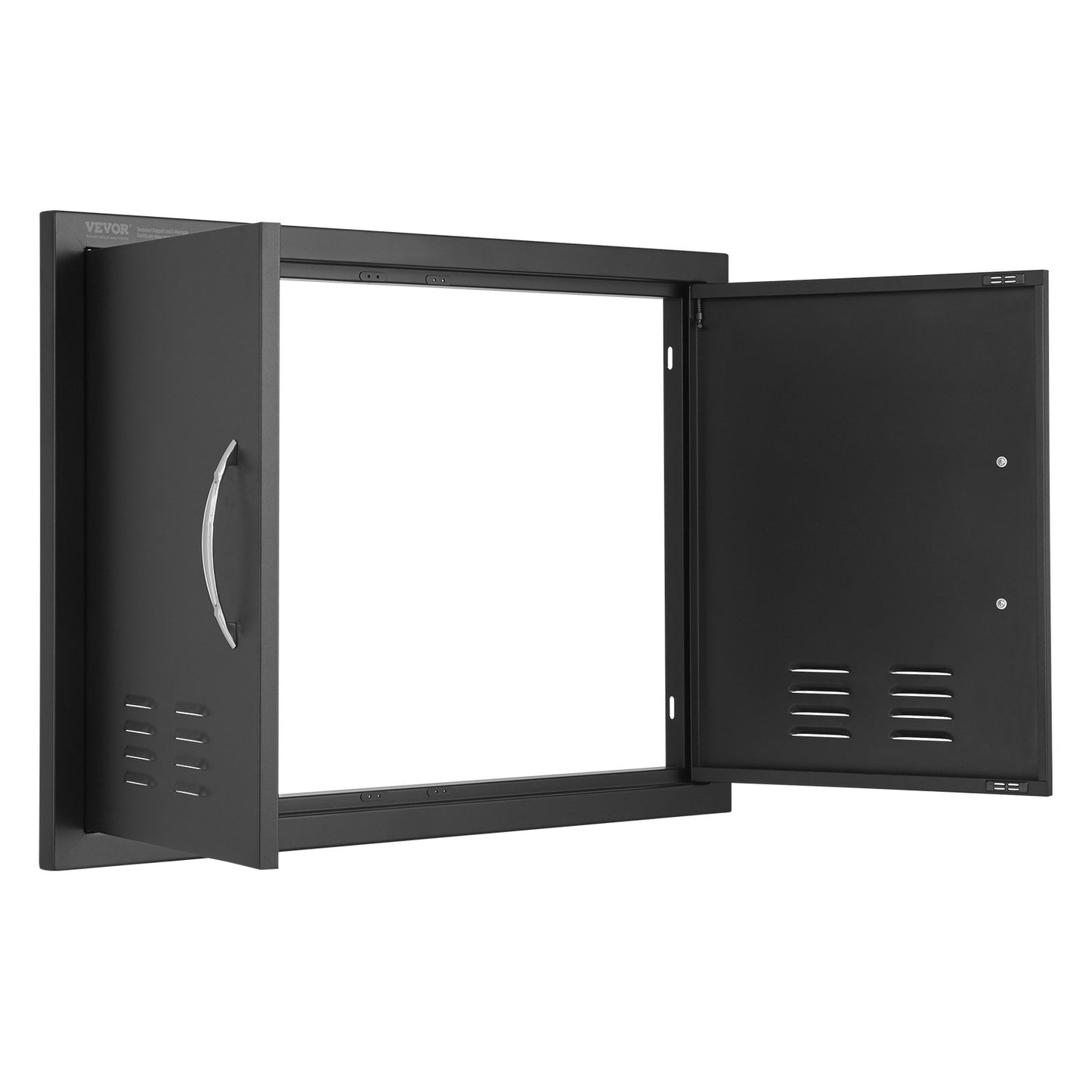 BBQ Access Door, 762x533 mm Double Outdoor Kitchen Door, Cold Plate Flush Mount Door, Wall Vertical Door with Handles and Ventss, for BBQ Island, Grilling Station, Outside Cabinet