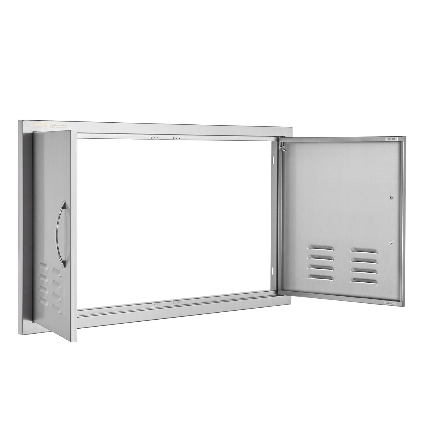 BBQ Access Door, 914x534 mm Double Outdoor Kitchen Door, Stainless Steel Flush Mount Door, Wall Vertical Door with Handles and Vents, for BBQ Island, Grilling Station, Outside Cabinet