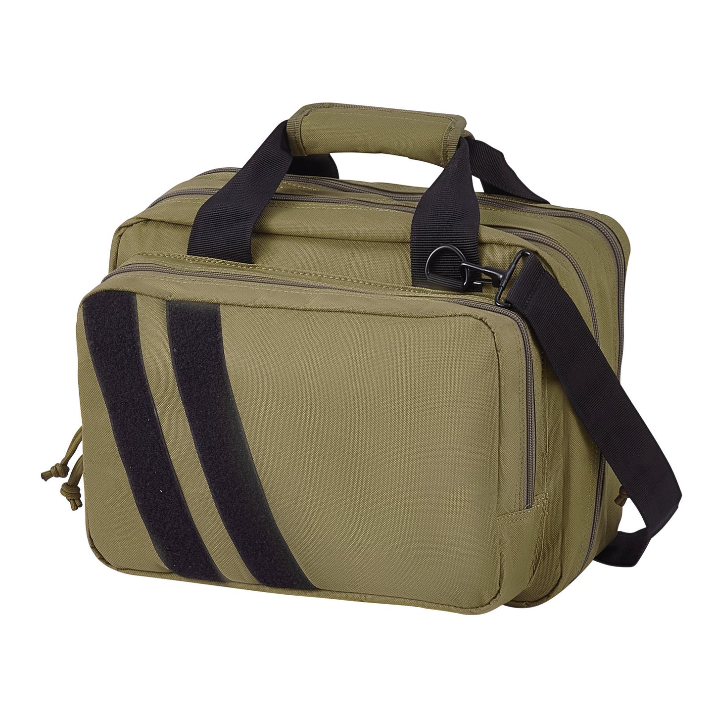 Skytteväska för 2 pistoler, taktisk vapenväska med 2 inbyggda avtagbara pistolväskor och 6 avtagbara magasin, skjutbana för utomhusjakt, låsbar bärväska för pistol, brun