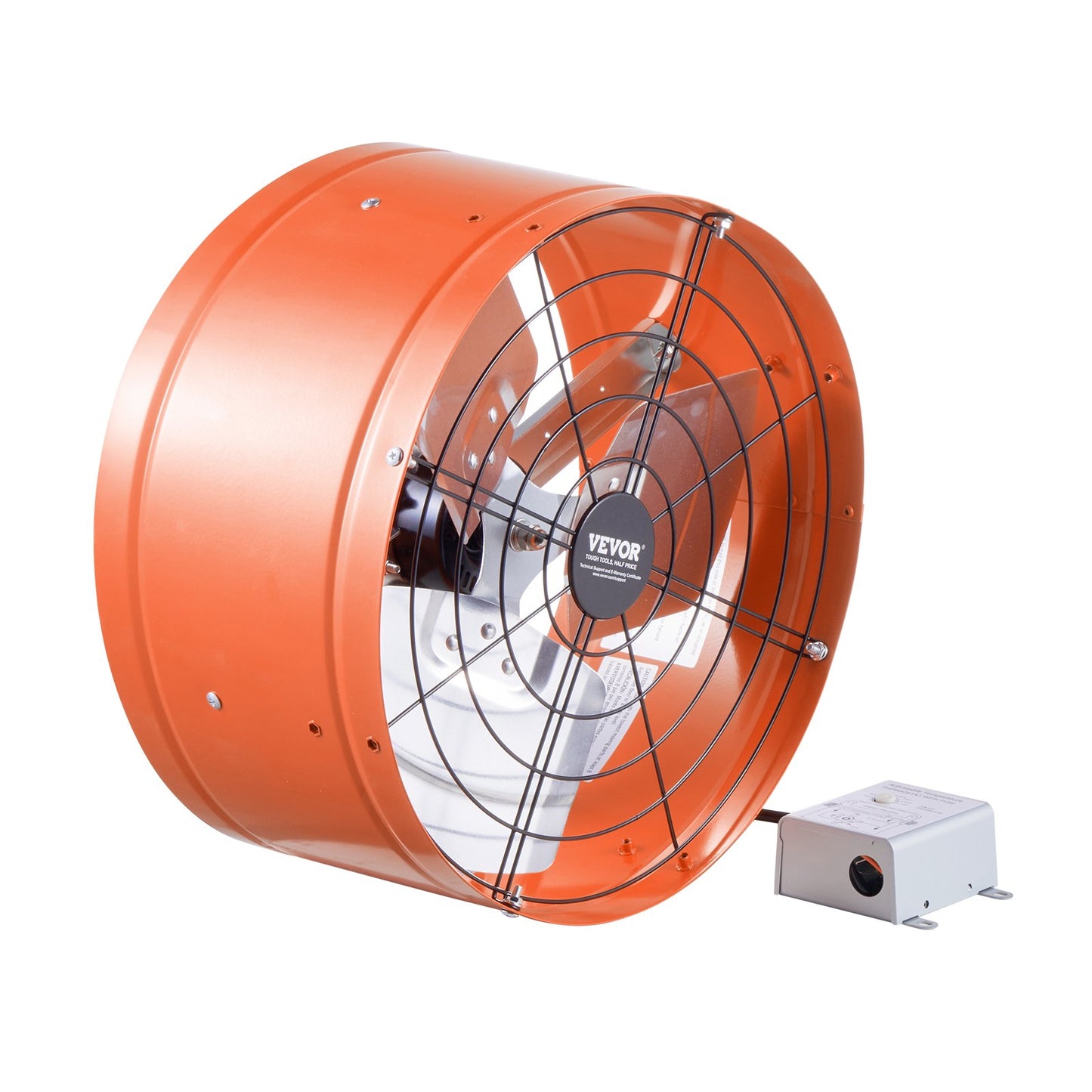 Gable Mount Fan, 15 Inch Attic Exhaust Fan with Adjustable Thermostat & Outer Mesh, 1650 CFM House Ventilator Cools Up to 2360 Sq.Ft, Quiet Ventilation for Roof, Garage & Shop, Vibrant Orange