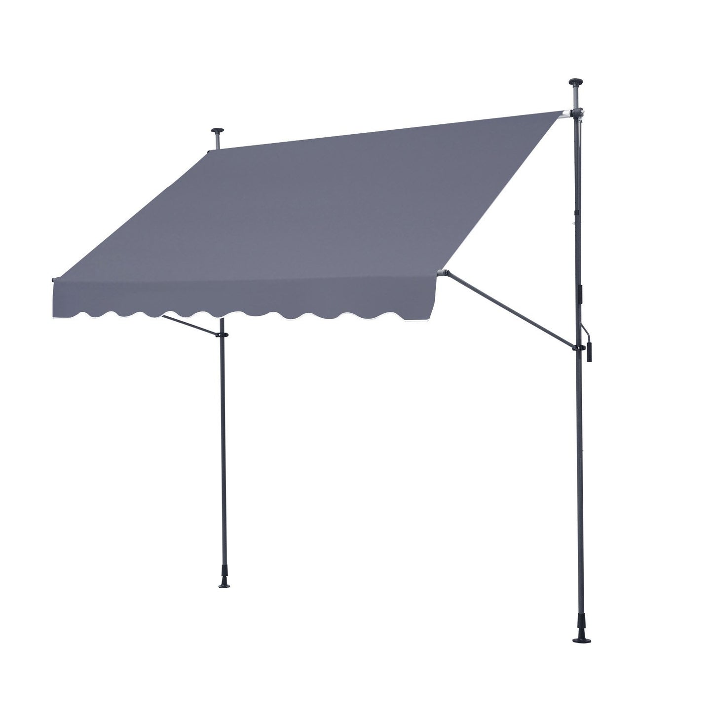 98 x 47" Patio Awning Retractable, Awning Sunshade Shelter with Manual Crank Handle, Outdoor Patio Canopy Sunsetter Deck, Adjustable Height from 86 to 122 in, for Patio/Balcony/Yard, Dark Gray