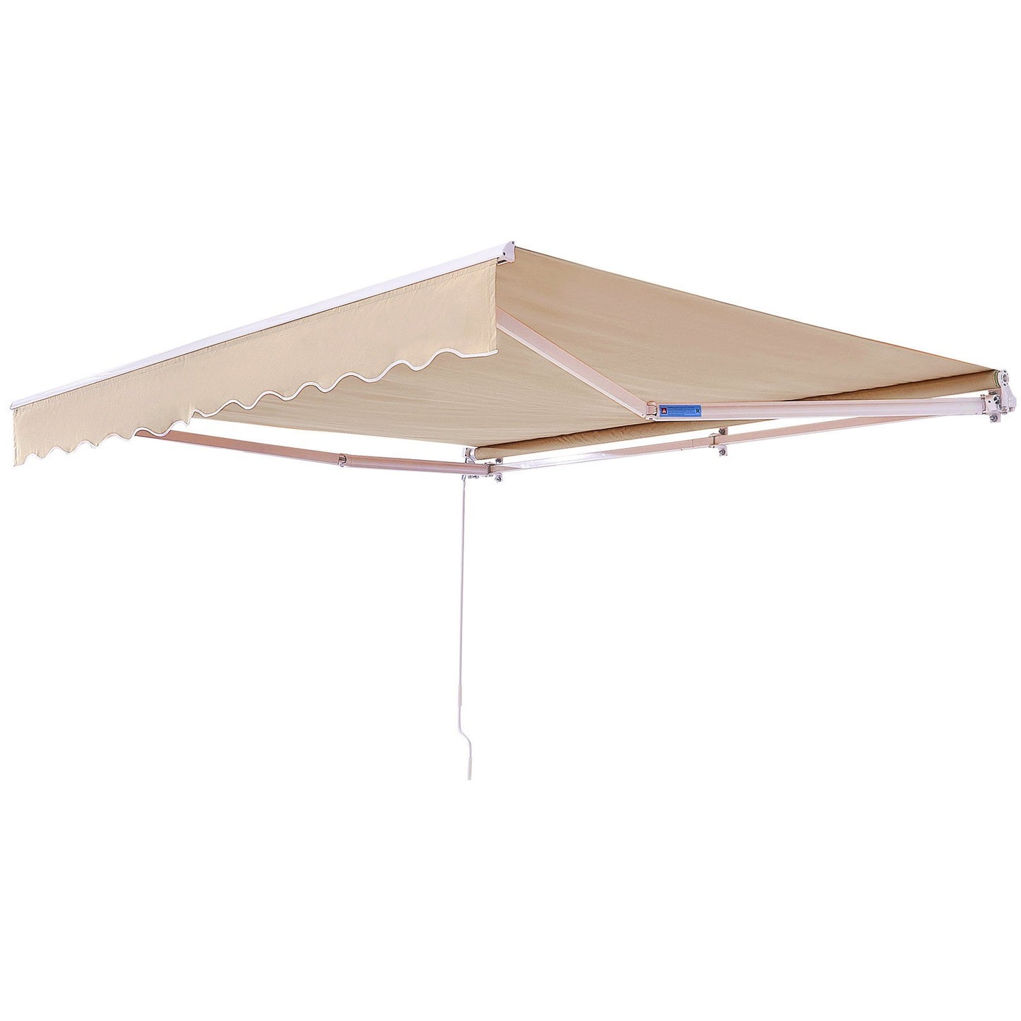 Manual Retractable Awning, 8 x 7 ft Outdoor Patio Awning Retractable Sun Shade, Water-Resistant Polyester Patio Door Window Awning Sunshade Shelter with Crank Handle for Backyard, Balcony