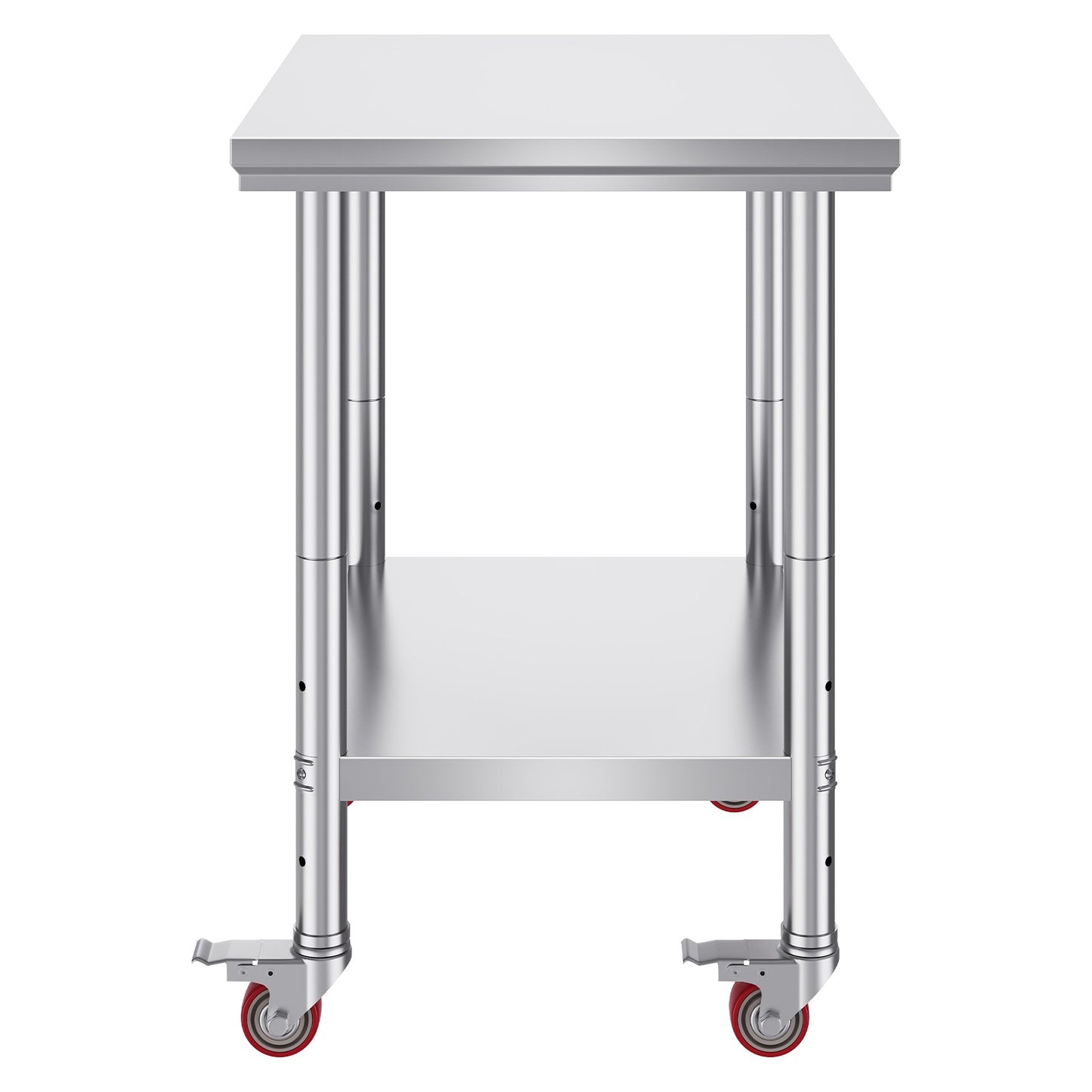 Stainless Steel Catering Work Table 30x24 Inch Commercial Work Table with 4 Wheels Commercial Food Prep Workbench with Flexible Adjustment Shelf for Kitchen Prep Table