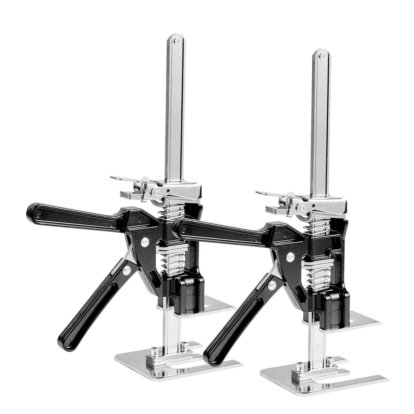 Labor Saving Arm Jack, 2 PCS 200 kg Bearing Capacity, Lifting up to 165 mm, Metal Hand Lifting Jack Tool with Magnetic Level, 2 Adjustment Modes, for Door, Window, Furniture, Woodworking, Black