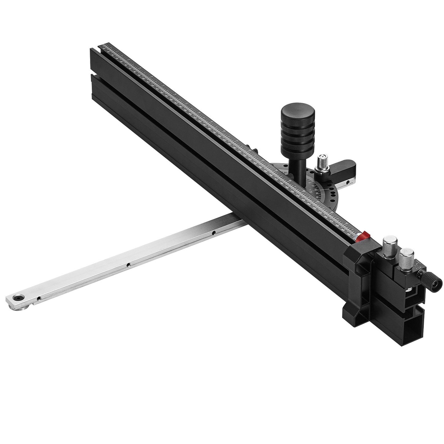 Precisionsgeringsmått, standardspår 19 x 9,5 mm, geringsmått i aluminiumlegering med 61 cm galler, 15 vinkelstopp, justerbar fjäderbelastad kolv och avtagbar skiva, för träbearbetning