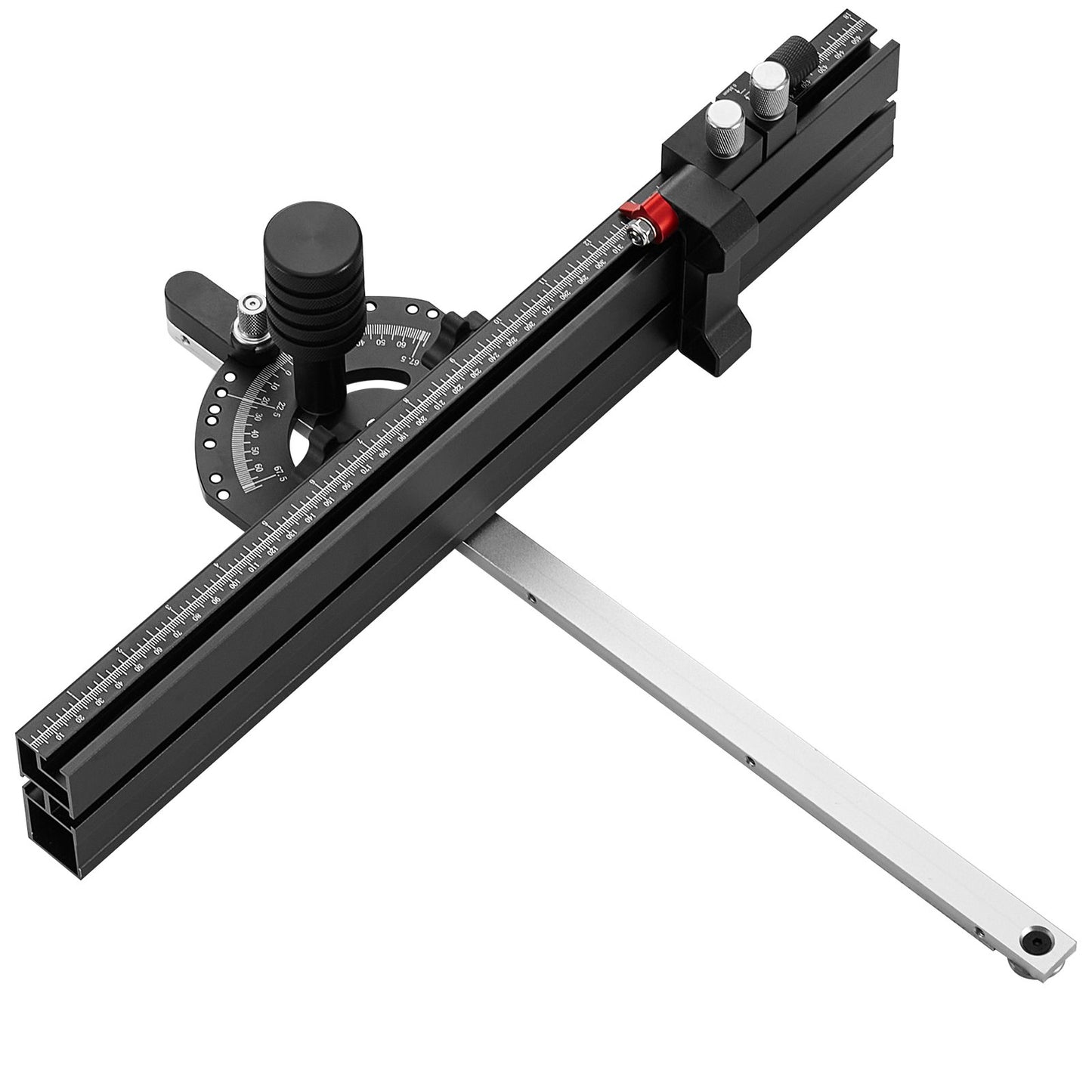 Precisionsgeringsmått, standardspår 19 x 9,5 mm, geringsmått i aluminiumlegering med 45,7 cm galler, 15 vinkelstopp, justerbar fjäderbelastad kolv och avtagbar skiva, för träbearbetning