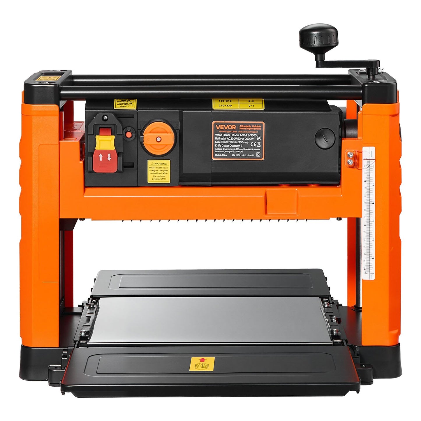 Thickness Planer, Two Speed, 330 mm Width Worktable Power Benchtop Planer, Three-Blade, 2000W 23500 RPM Powerful Motor, Dual Rollers, Over Protection, Woodworking for Hard & Soft Wood Material