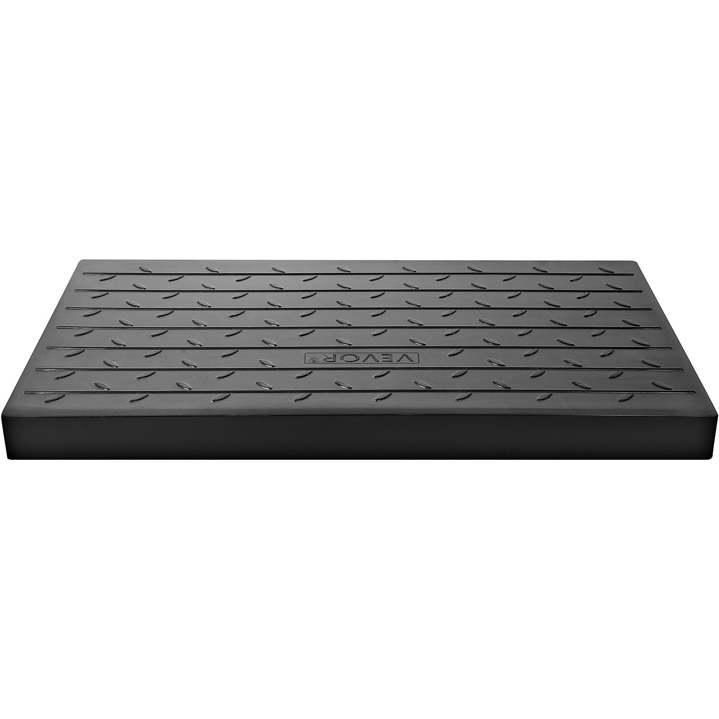 Rubber Threshold Ramp, 6.5 cm Rise Threshold Ramp Doorway, 3 Channels Cord Cover Rubber Solid Threshold Ramp, Rubber Angled Entry Rated 1000 kg Load Capacity for Wheelchair and Scooter