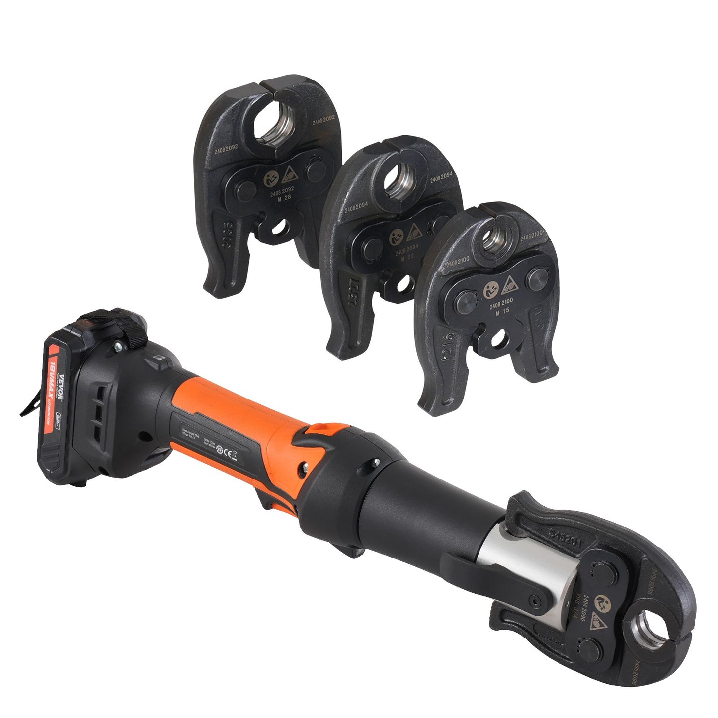 Press Tool and Battery Kit, Pro Press Tool, Electric Pipe Crimping Tool with M15, M22, M28 Jaws, Press Tool Kit with 2pcs 18V 2.0Ah Battery, Fast Charger, and Carrying Case