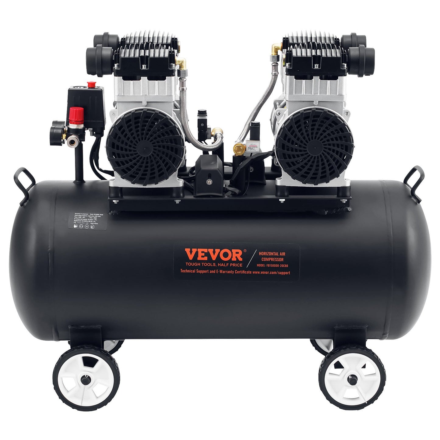 Air Compressor, 20 Gallon Steel Tank, 4HP 10.6 CFM@90 PSI Oil Free Air Compressor & Max. 125PSI Pressure, 78dB Ultra Quiet Portable Compressor, for Auto Repair, Tire Inflation, Spray Painting