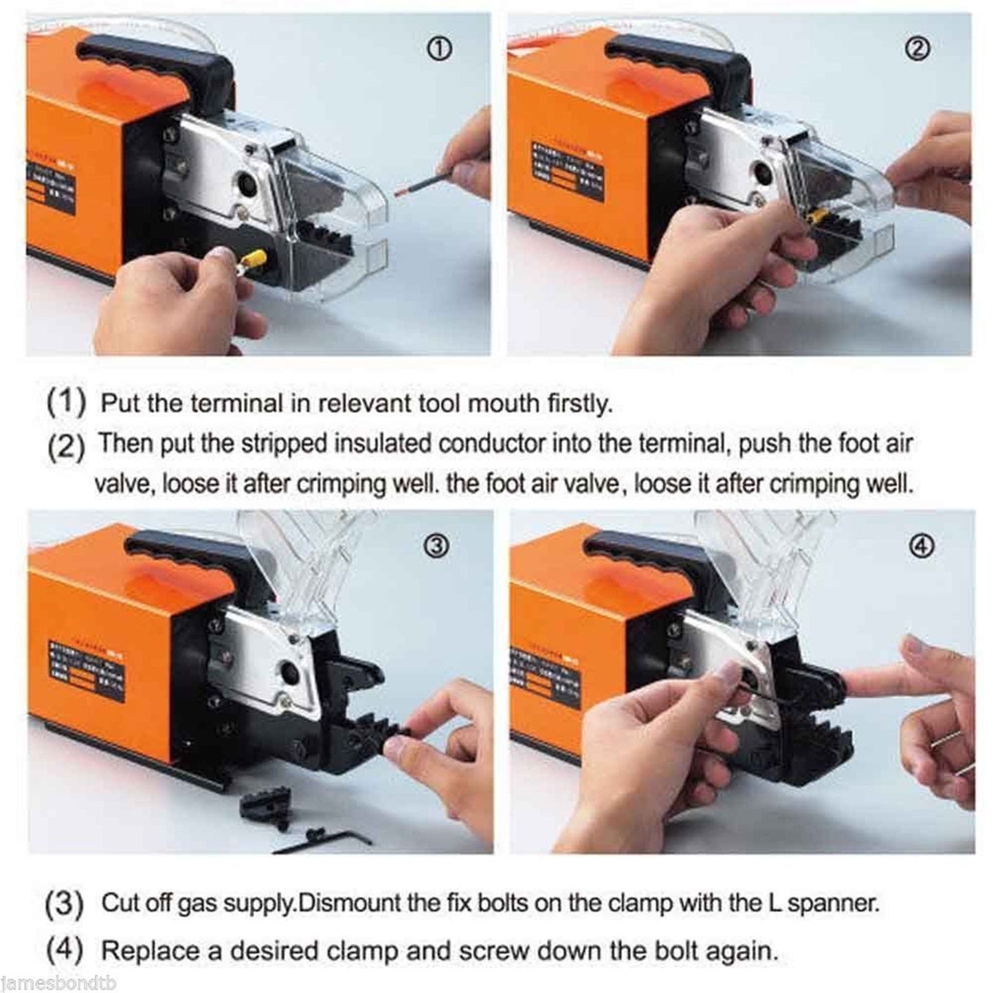 Pneumatic Crimping Tool Am-10, Air Powered Wire Terminal Crimping Machine Crimping Up To 16mm2, Pneumatic Crimper Plier Machine with 10 Sets Of Dies for Many Kinds of Terminals
