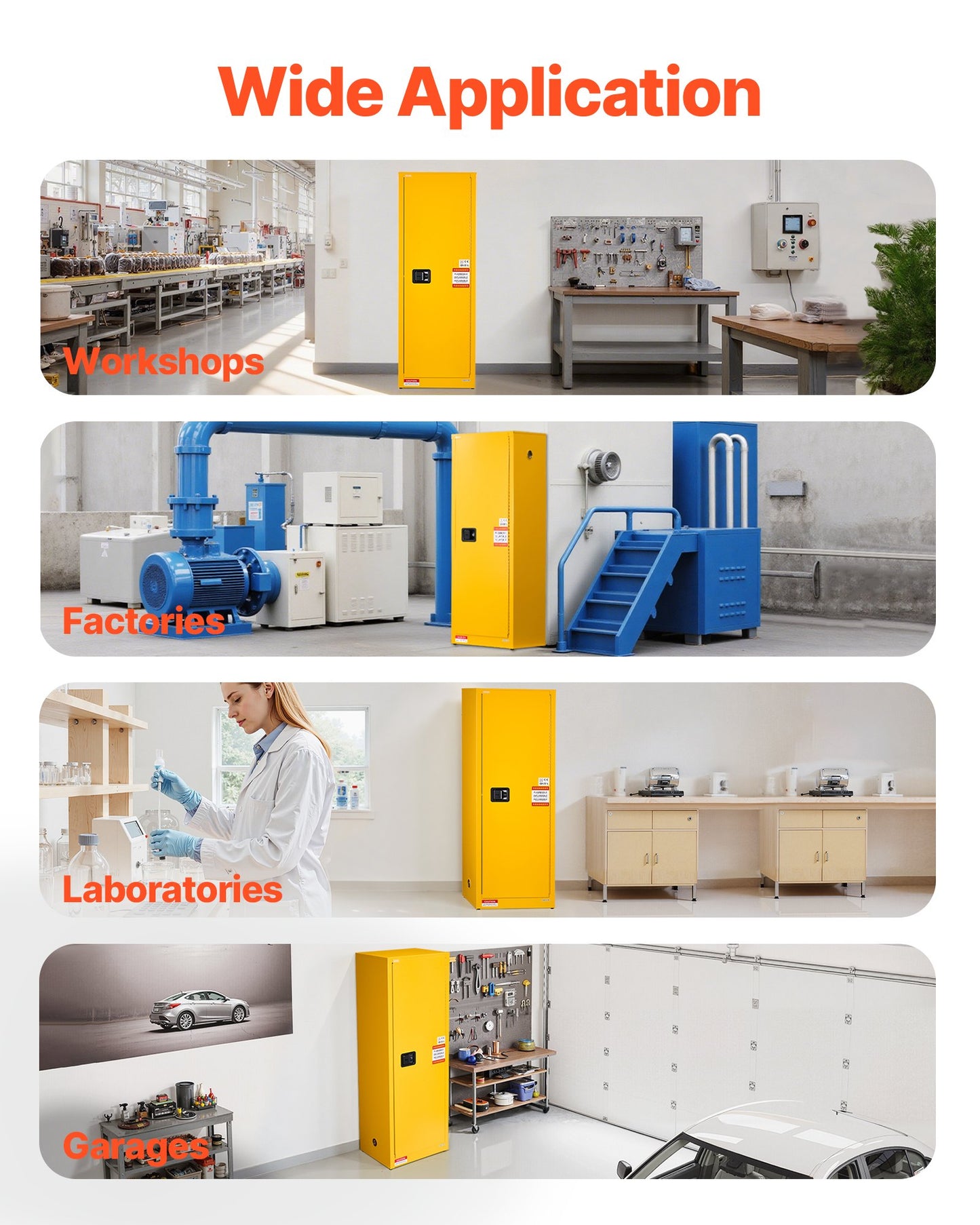 Flammable Cabinet, 59 x 46 x 165.1 cm, 23 Gallon Flammable Storage Cabinet with Adjustable Shelf, Cold-Rolled and Galvanized Steel Fire Cabinets, for Commercial Industrial and Home Use, Yellow