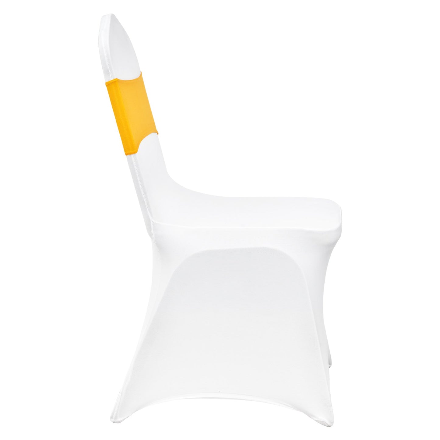 Hopfällbara stolsöverdrag i stretchig spandex, universellt monterat stolsöverdrag med stolsbågar, avtagbara tvättbara skyddande överdrag, för bröllop, högtid, bankett, fest, middag (50-set guld och vitt)