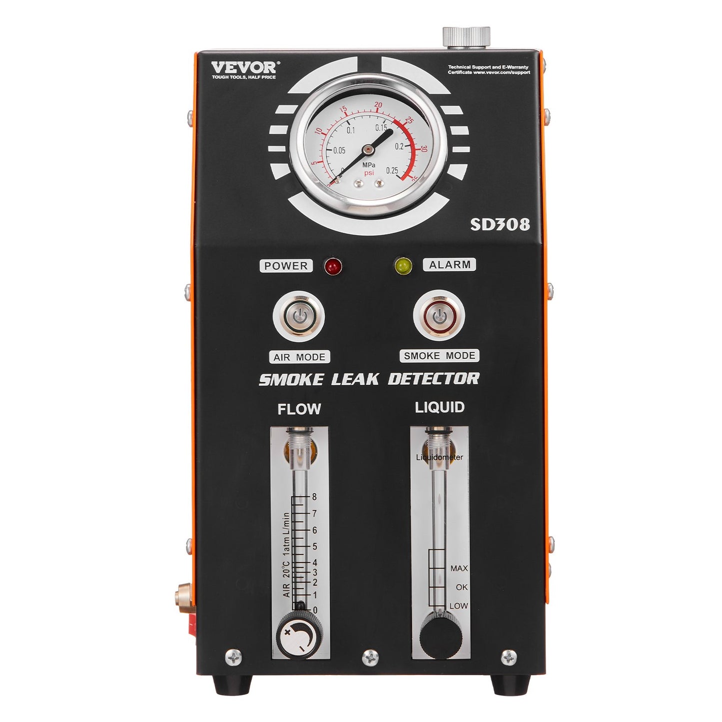 Automotive Smoke Machine Leak Detector, EVAP Smoke Machine Leak Tester with Built-in Air Pump, Pressure Gauge, Oil Level & Flow Meter, 2-Mode Vacuum Diagnostic Detector for EVAP Fuel Pipe System