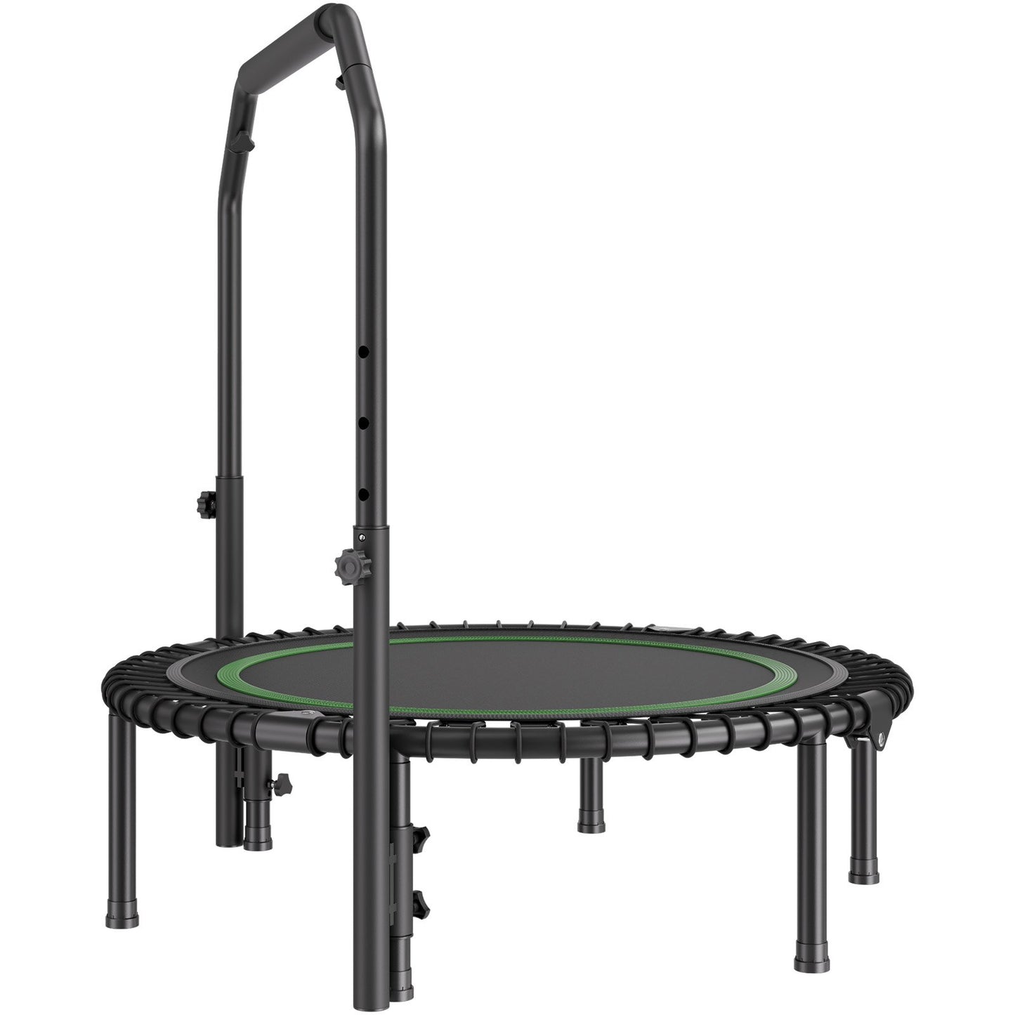 Hopfällbar mini-trampolin, 40 tums fitnessrebounder, maxbelastning 145 kg träningstrampolin, stabil och tyst trampolin med 4 nivåer höjdjusterbart skumhandtag, för vuxna inomhus-/trädgårdsträning